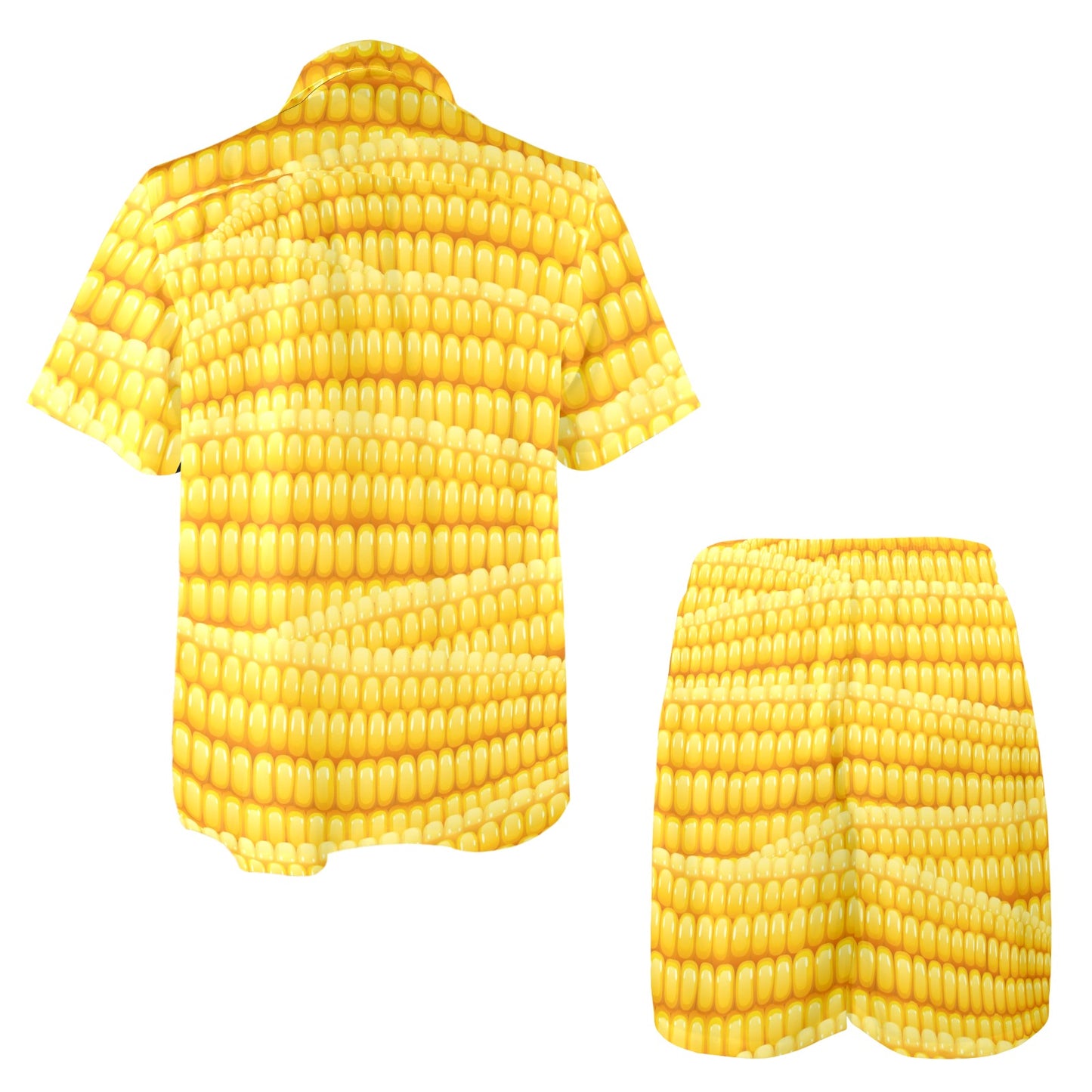 Agricultural Corn cob Pattern Men's Beach Shirt and Shorts Set