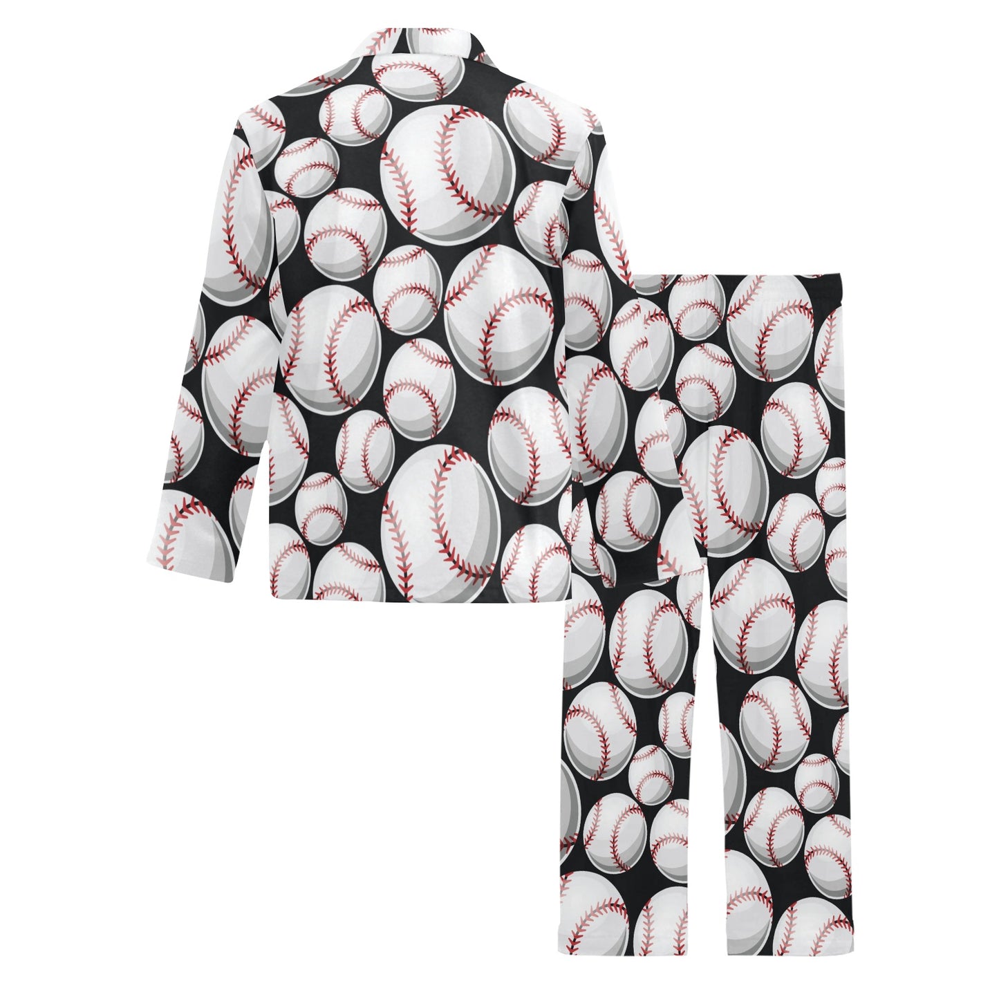 Baseball Black Background Men's Long Pajama Set