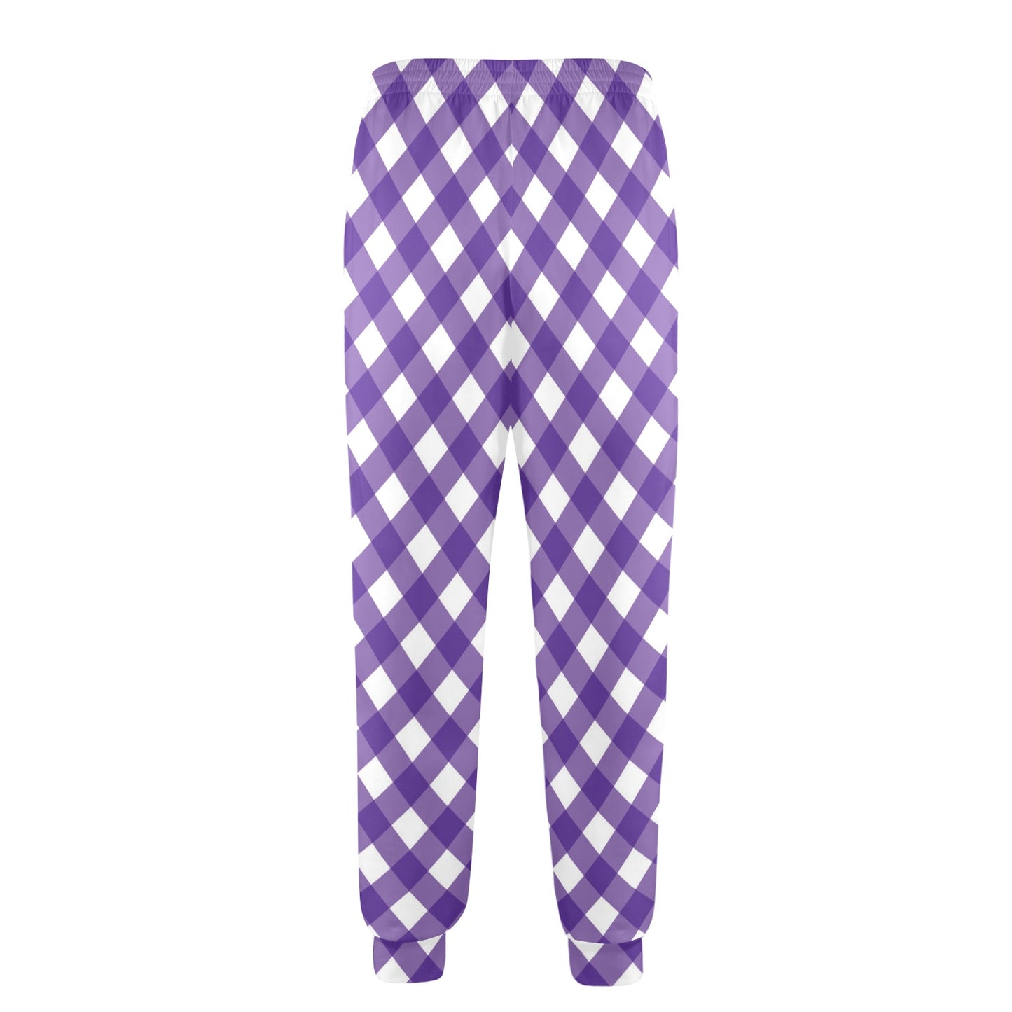 Gingham Purple Pattern Print Design 03 Men's Casual Track Pants