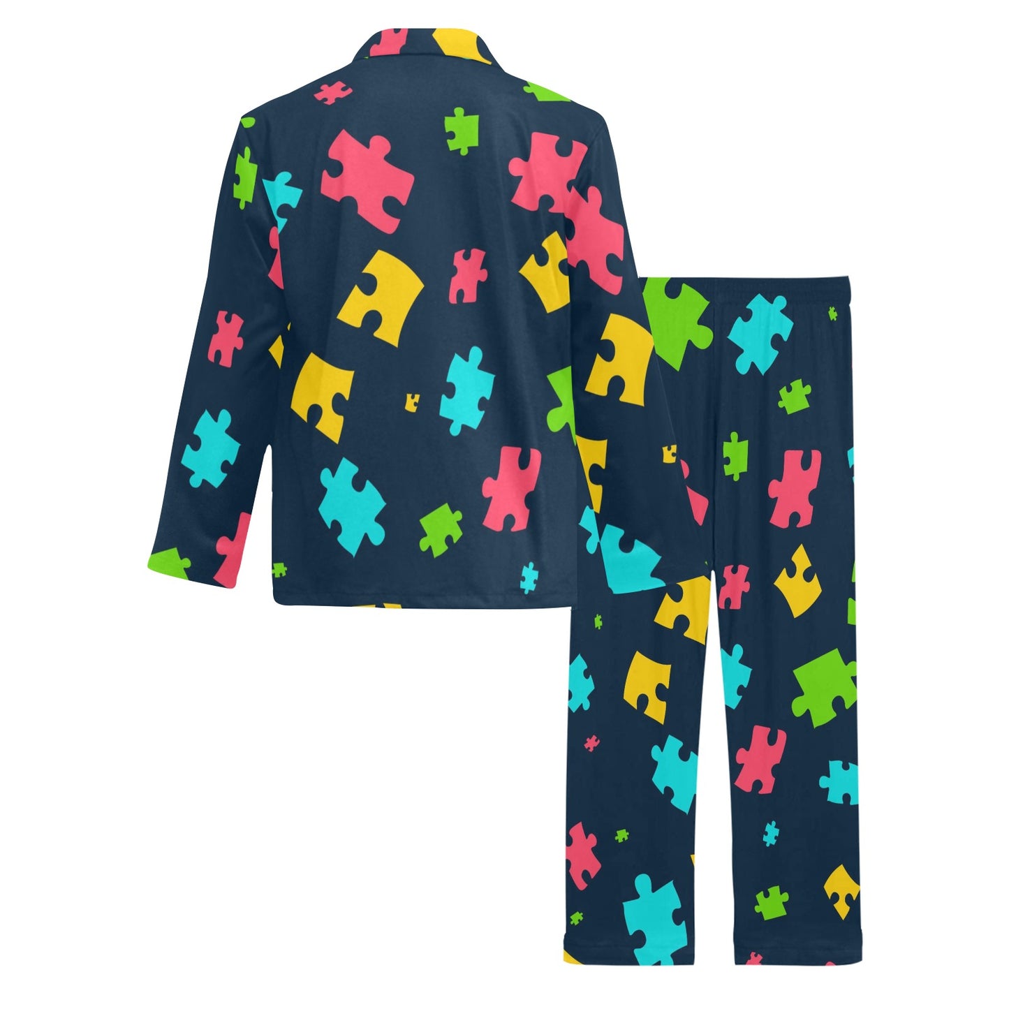 Autism Awareness Colorful Design Print Men's Long Pajama Set