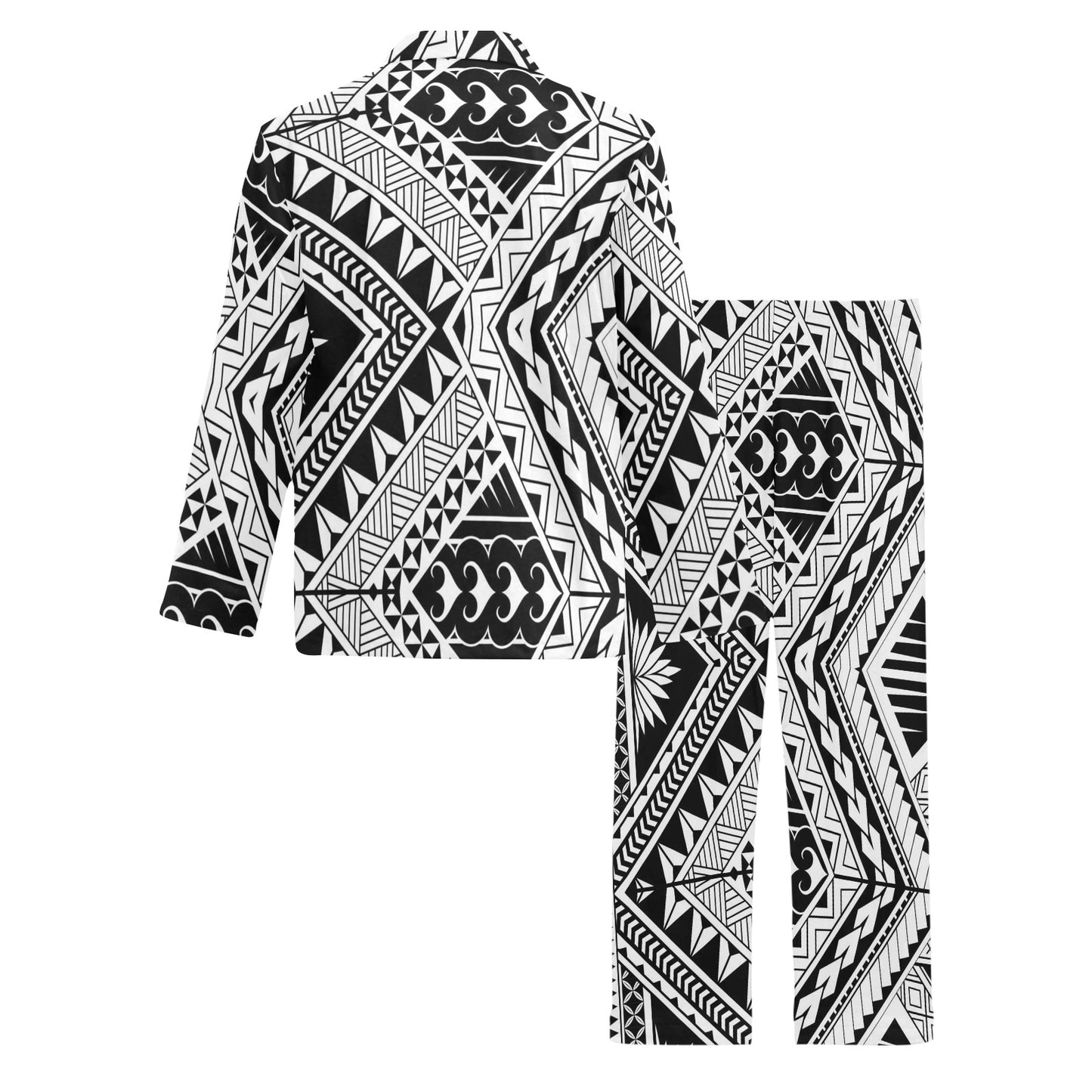 Samoan Tattoo Style Print Design LKS307 Men's Long Pajama Set