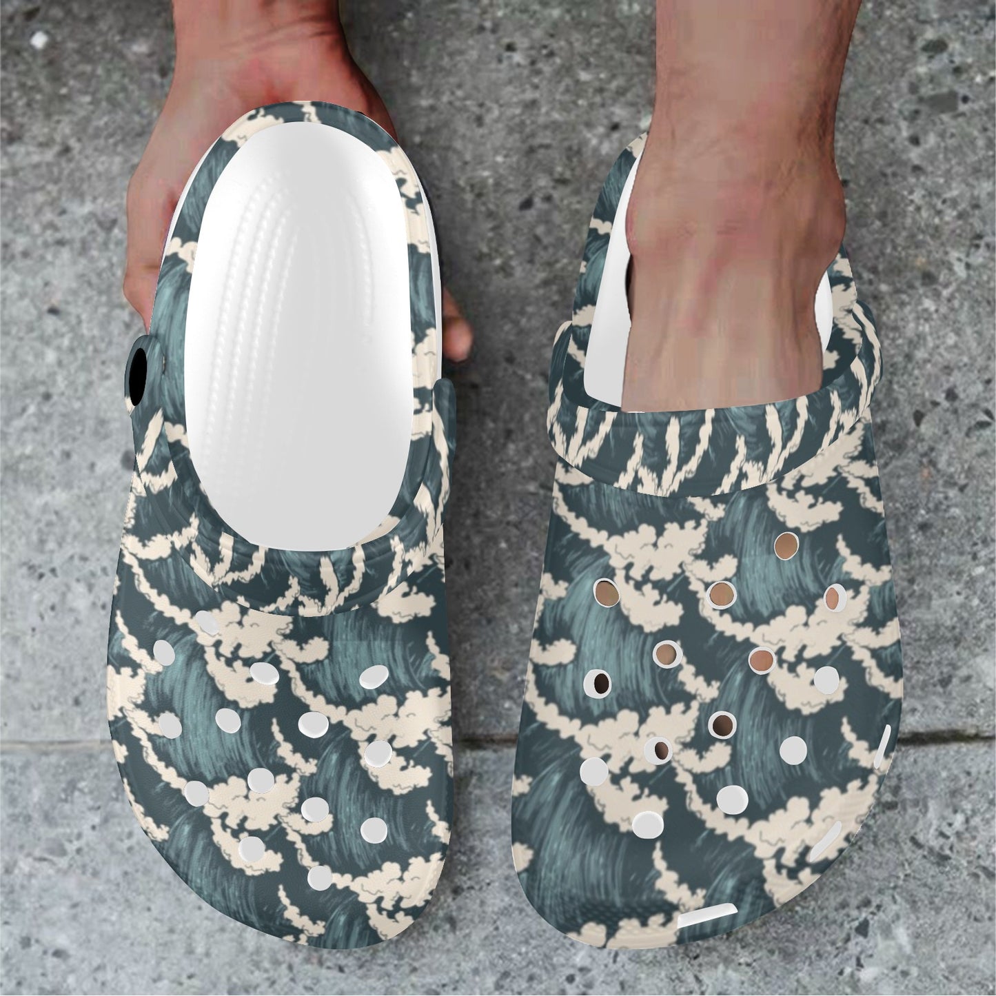 Wave Art Print Unisex Clogs Shoes