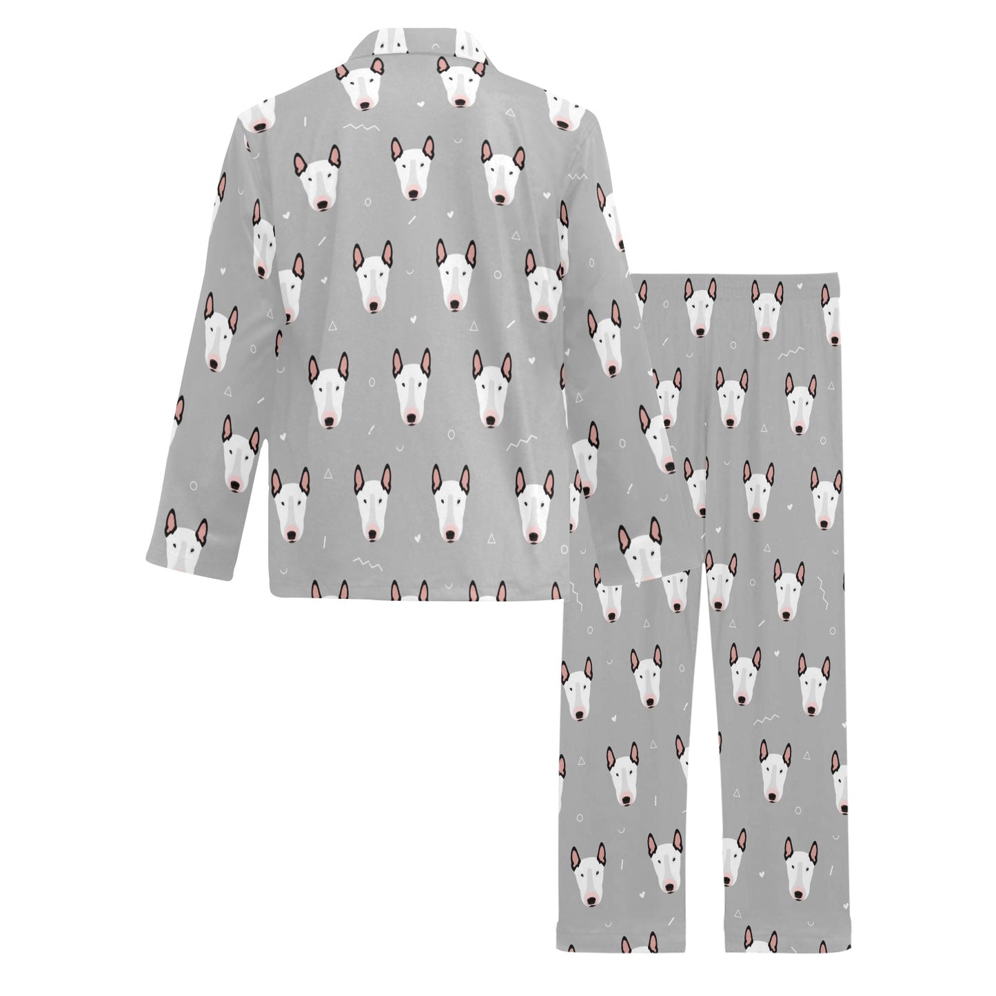 Bull Terrier Head Print Pattern Men's Long Pajama Set