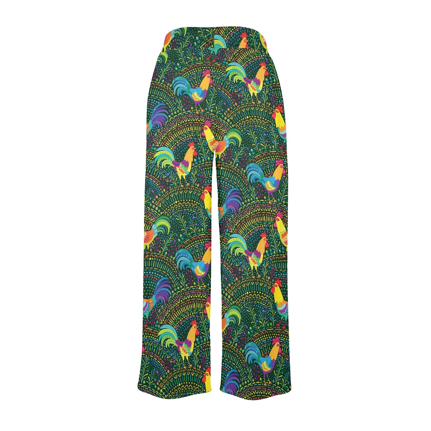 Rooster Pattern Print Design A01 Women's Wide Leg Lounge Pants