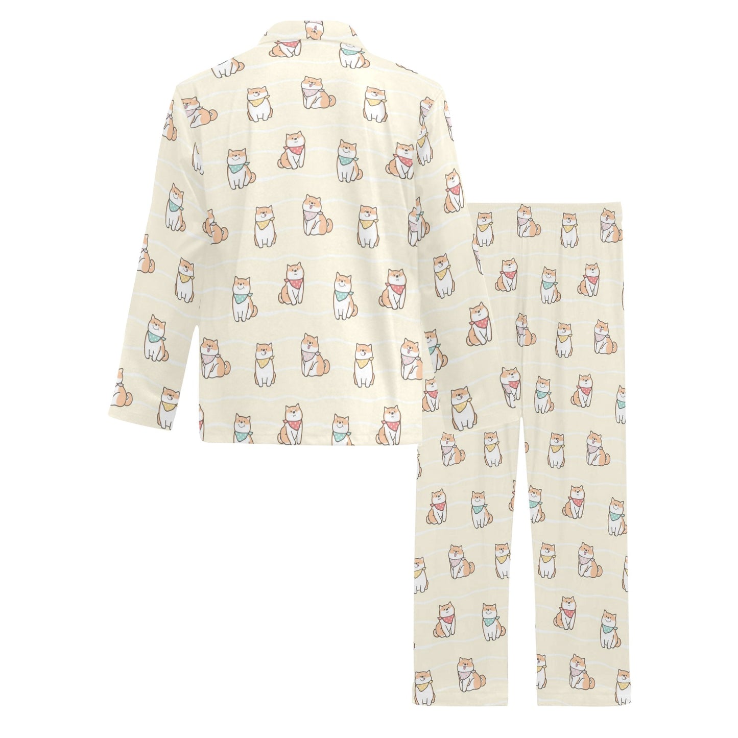 Shiba Inu Print Design LKS306 Men's Long Pajama Set