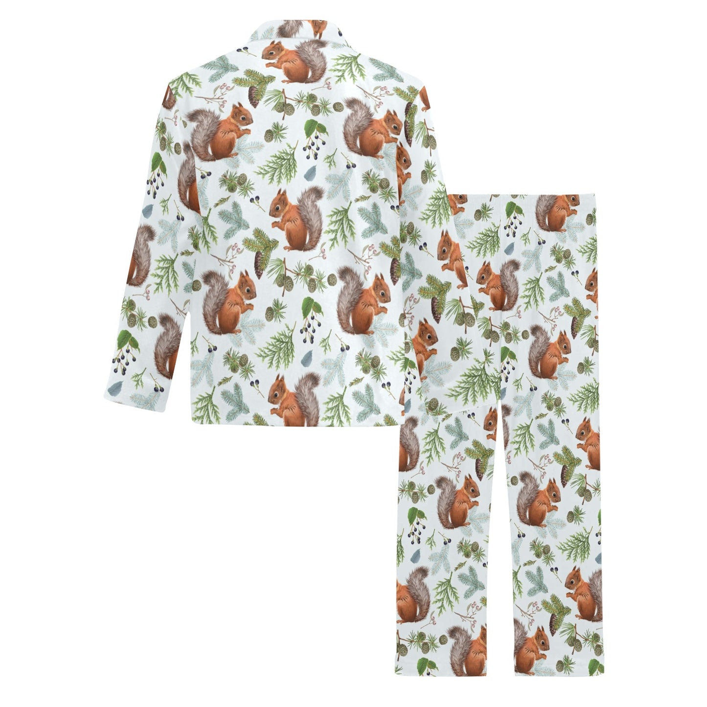 Squirrel Print Design LKS308 Men's Long Pajama Set