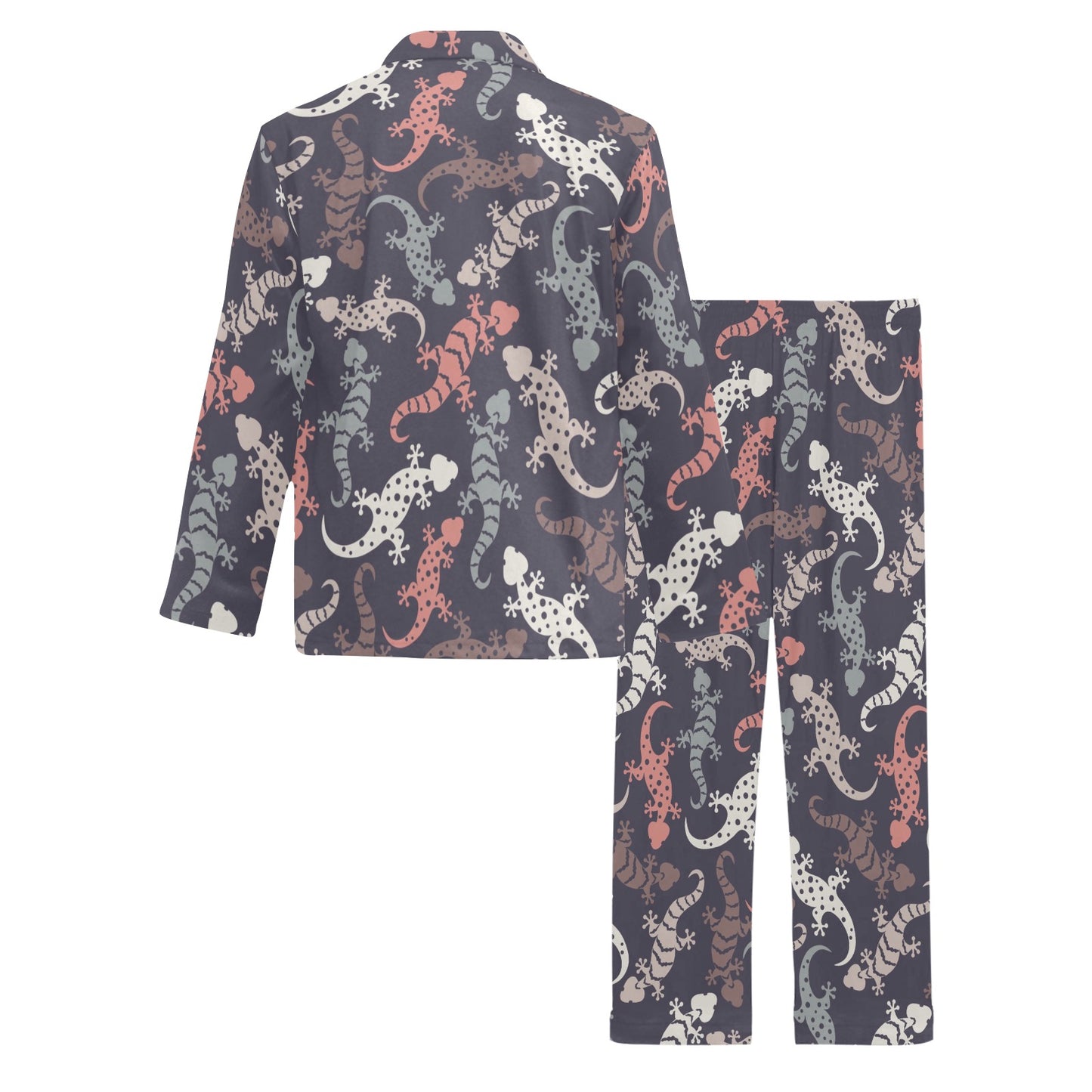 Gecko Pattern Print Design 02 Men's Long Pajama Set