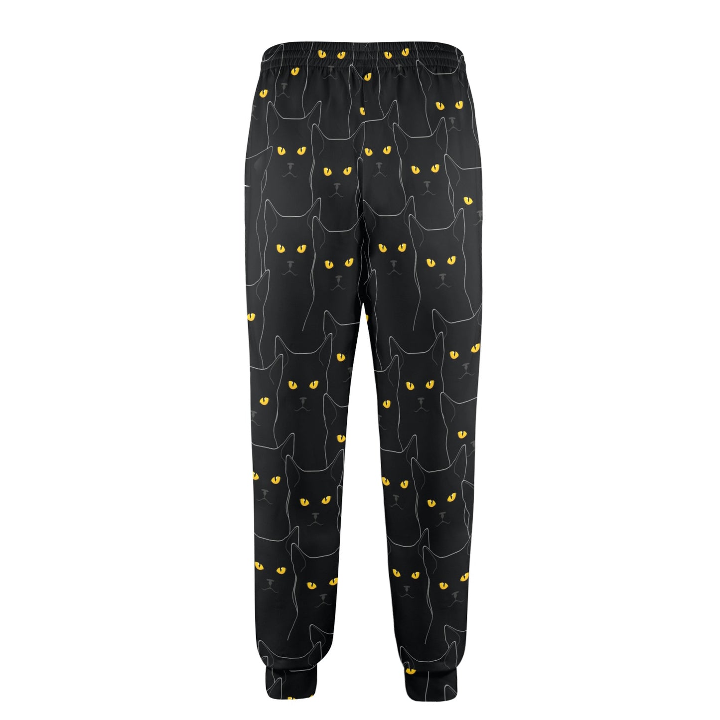 Black Cat Yellow Eyes Print Pattern Men's Casual Track Pants