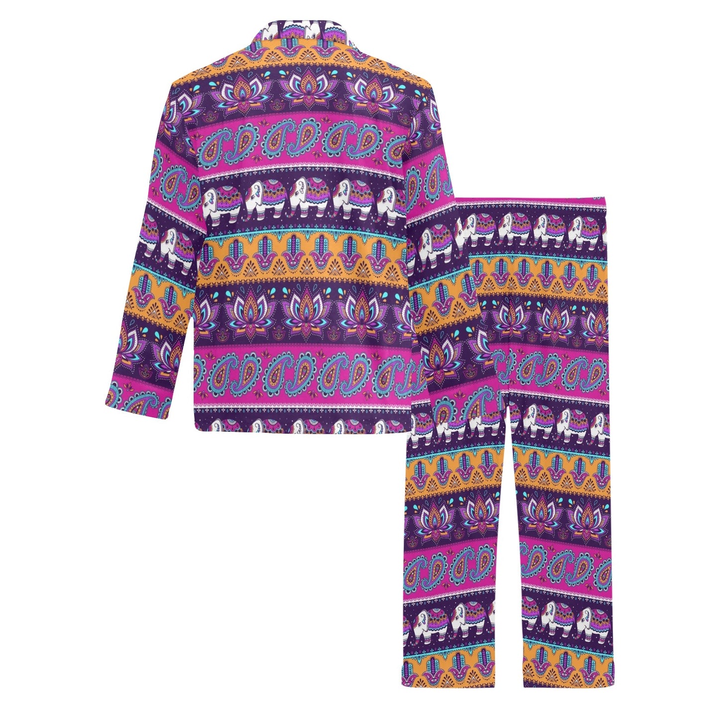 Boho Indian Style Pattern Men's Long Pajama Set