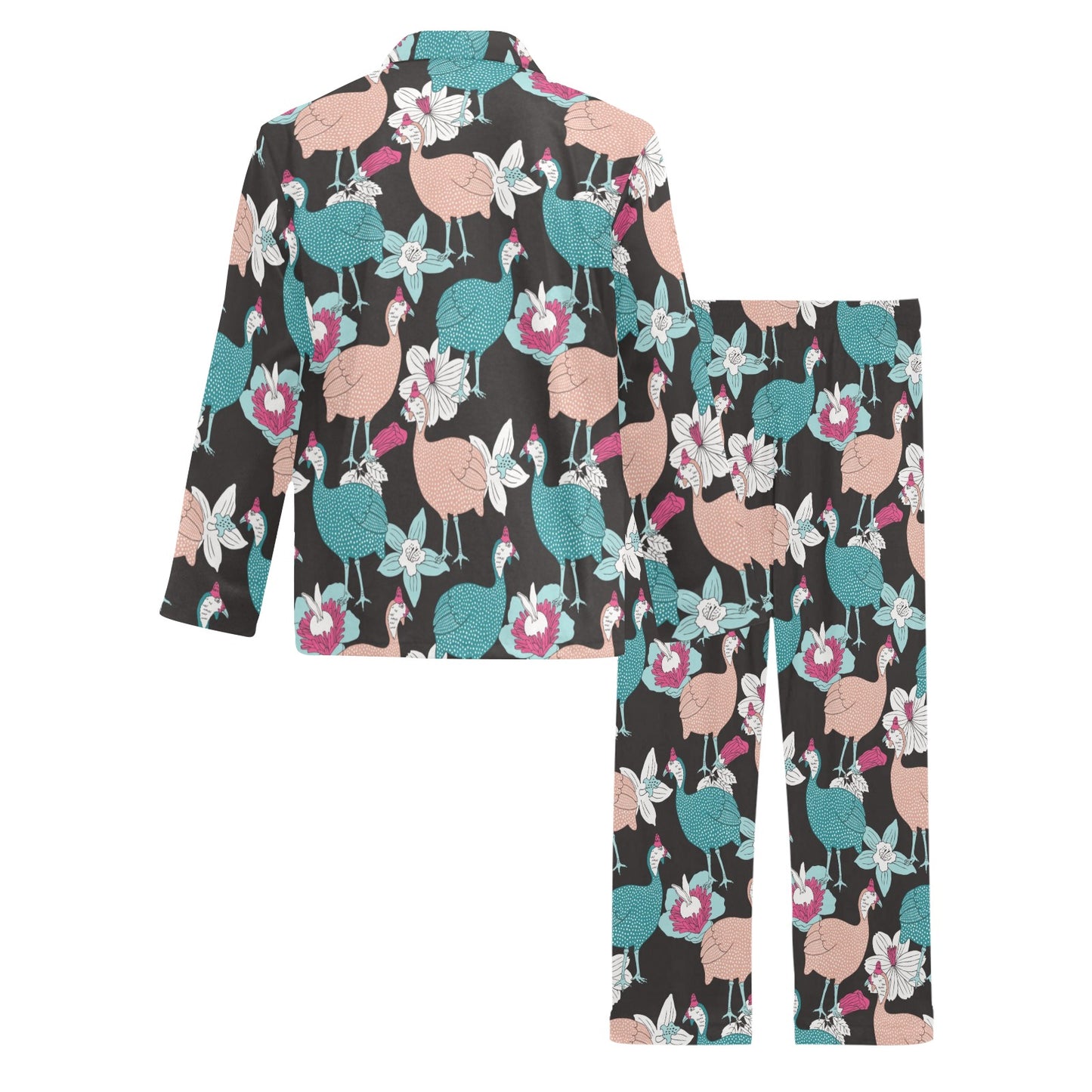 Guinea Fowl Pattern Print Design 03 Men's Long Pajama Set