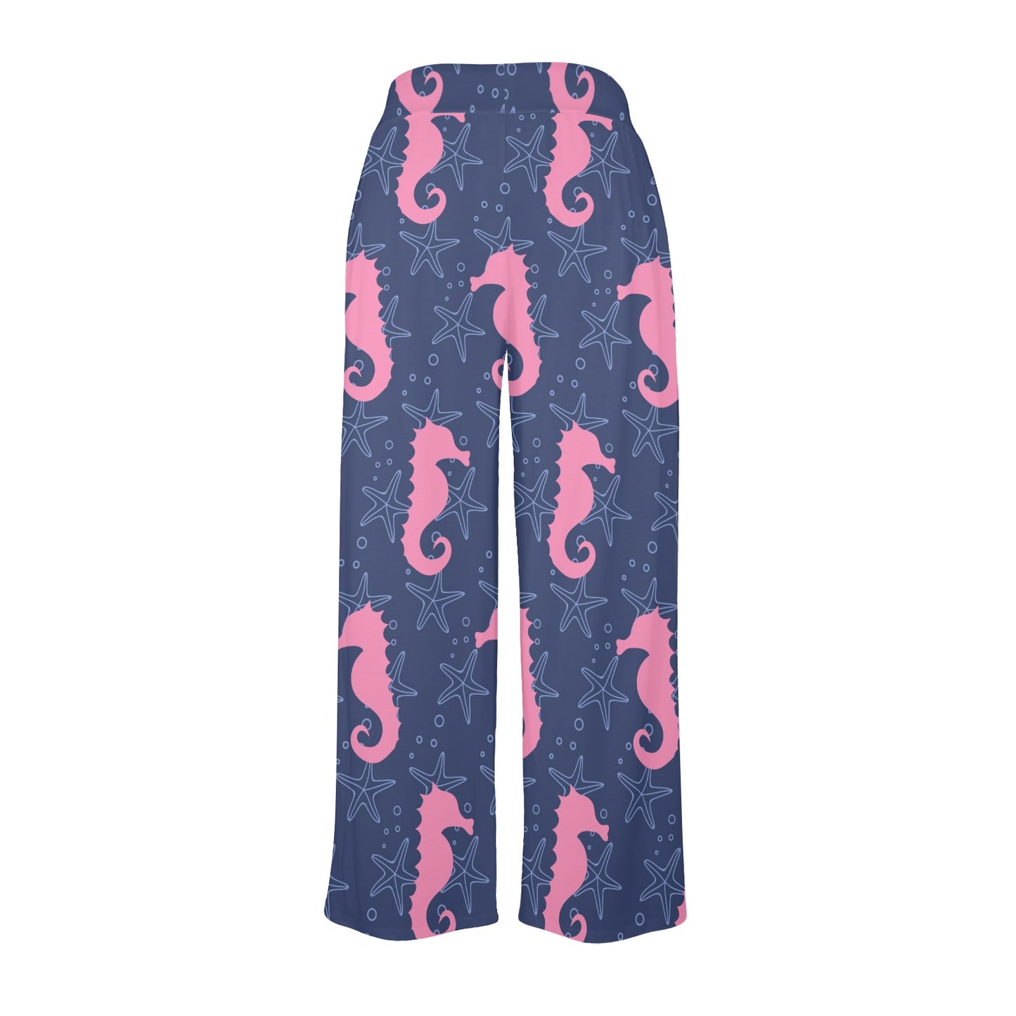 SeaHorse Pink Pattern Print Design 02 Women's Wide Leg Lounge Pants