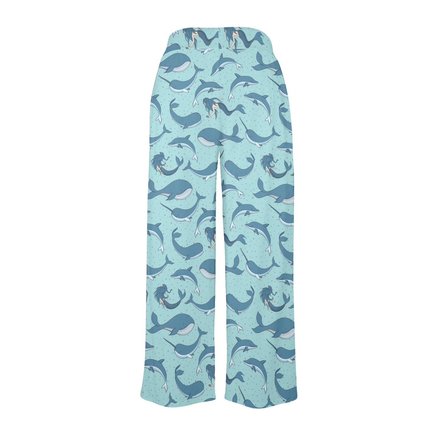 Narwhal Themed Print Women's Wide Leg Lounge Pants