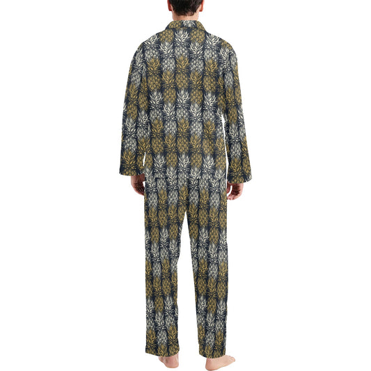 Pineapple Print Design Pattern Men's Long Pajama Set