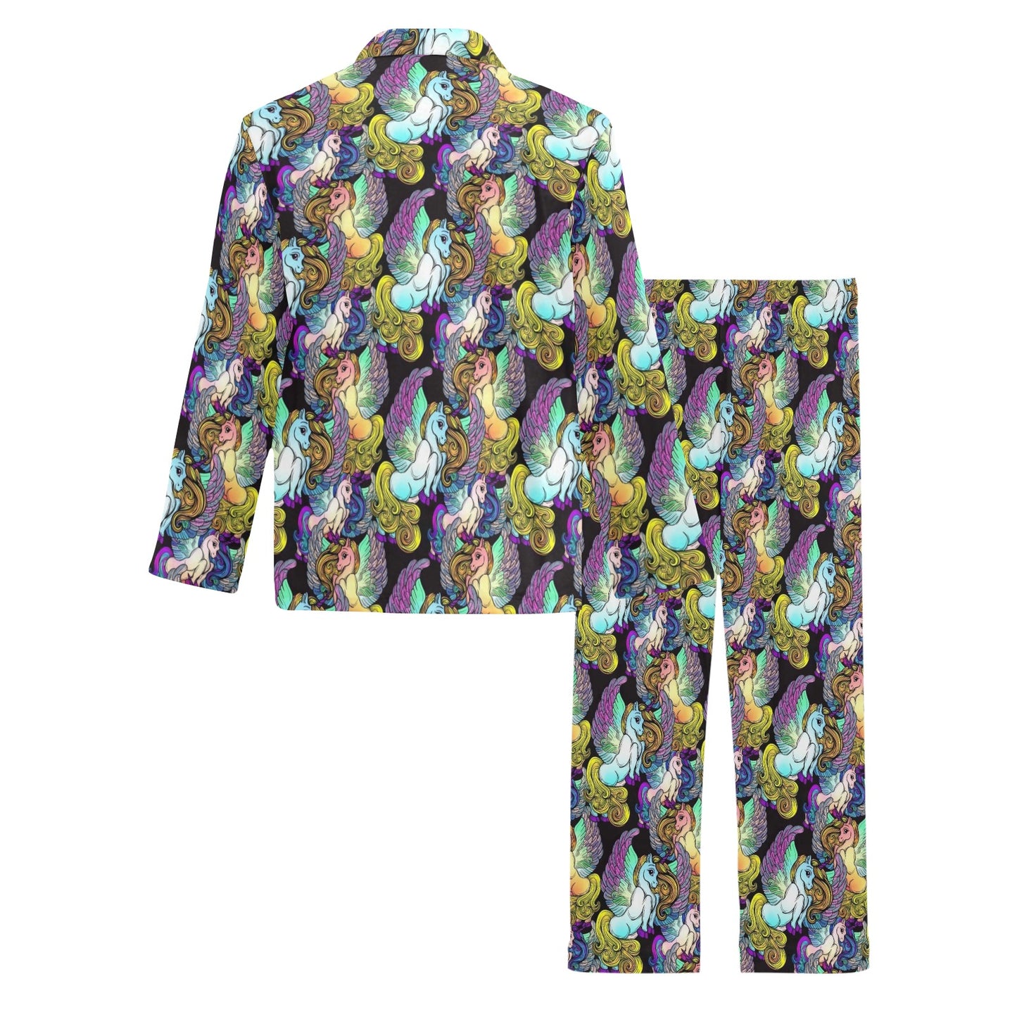 Unicorn With Wings Print Pattern Men's Long Pajama Set