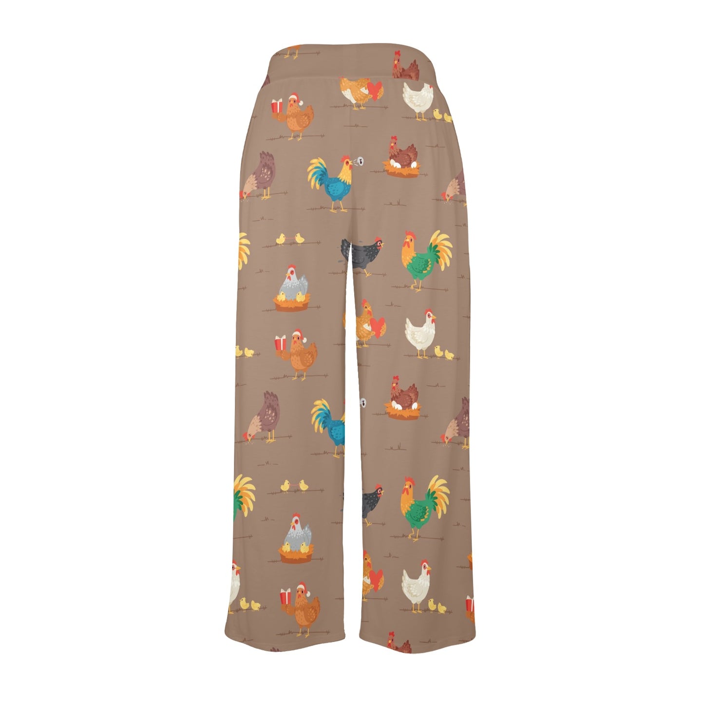 Chicken Happy Print Pattern Women's Wide Leg Lounge Pants