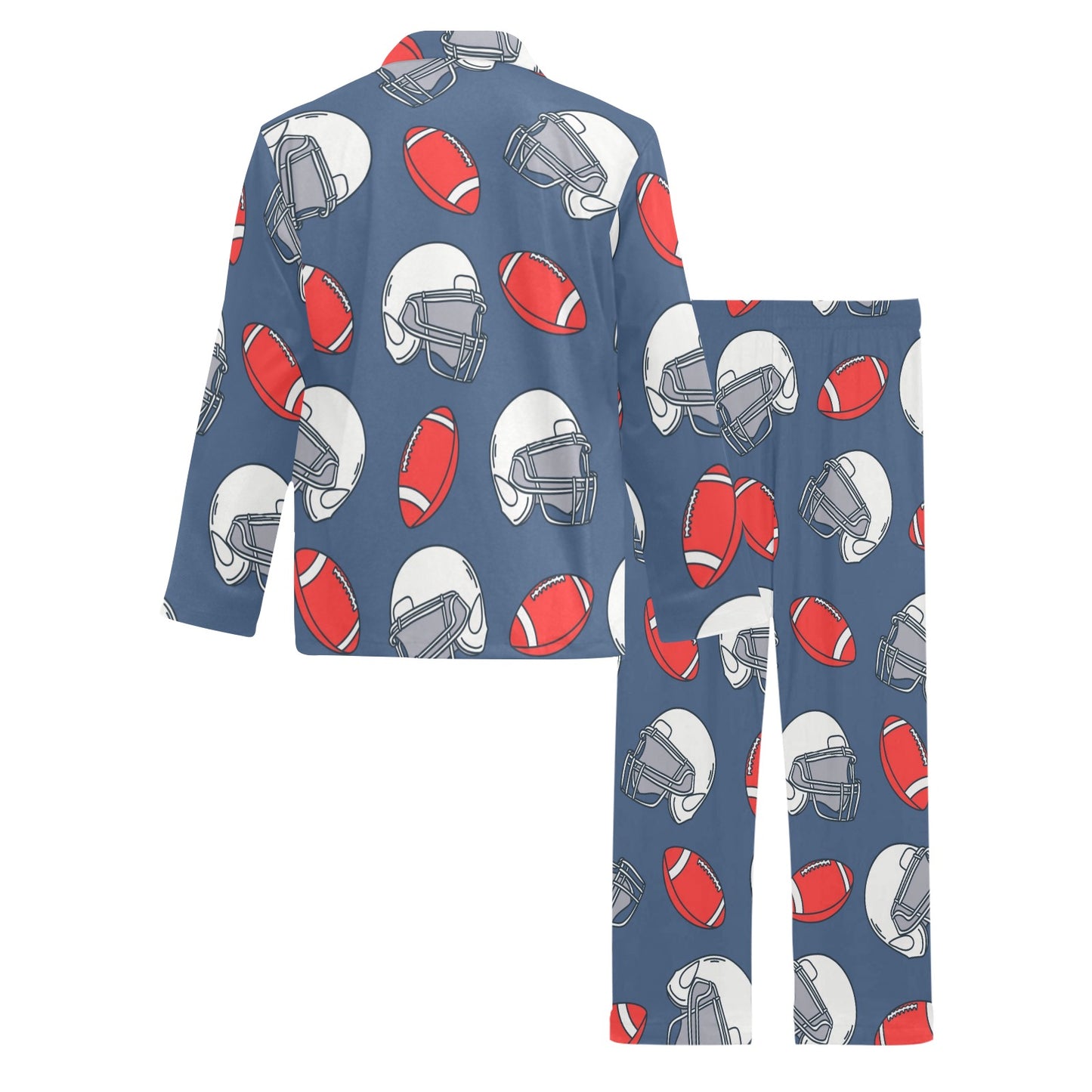 American Football Helmet Design Pattern Men's Long Pajama Set