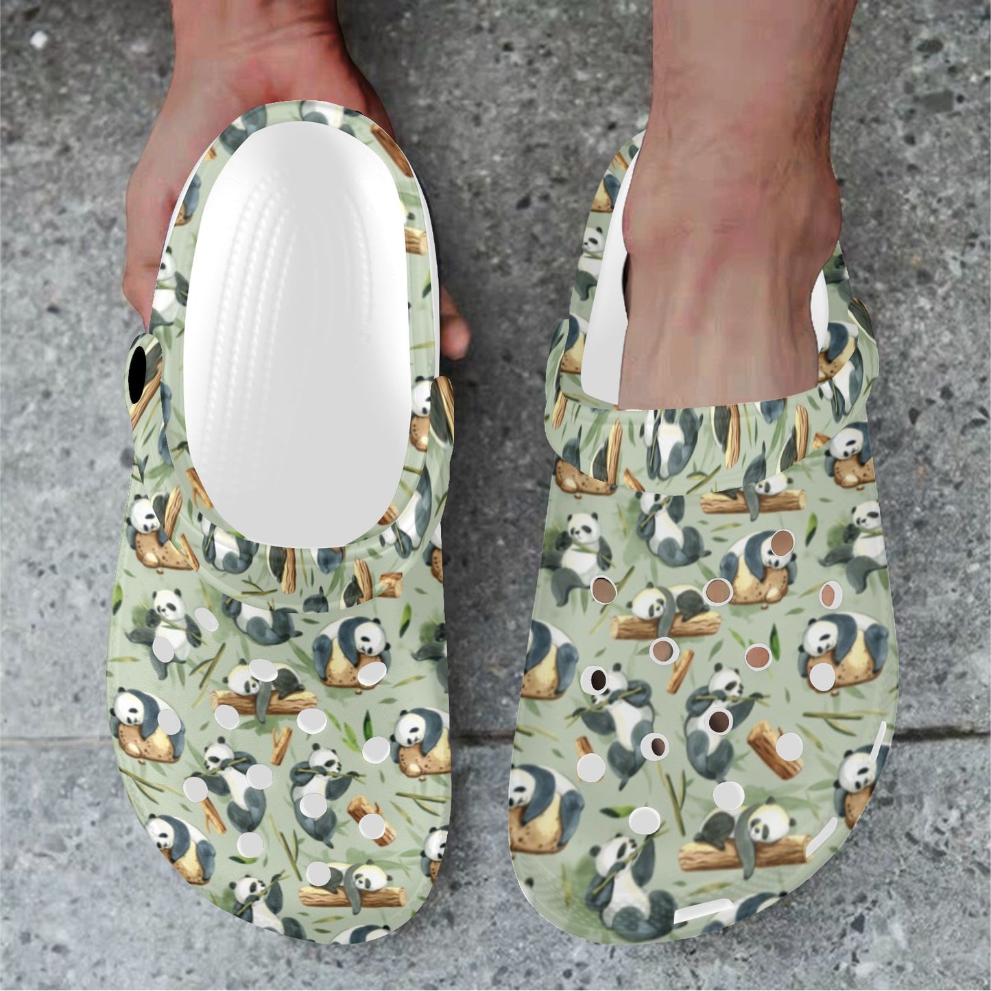 Panda Bear Design Bamboo Print Unisex Clogs Shoes