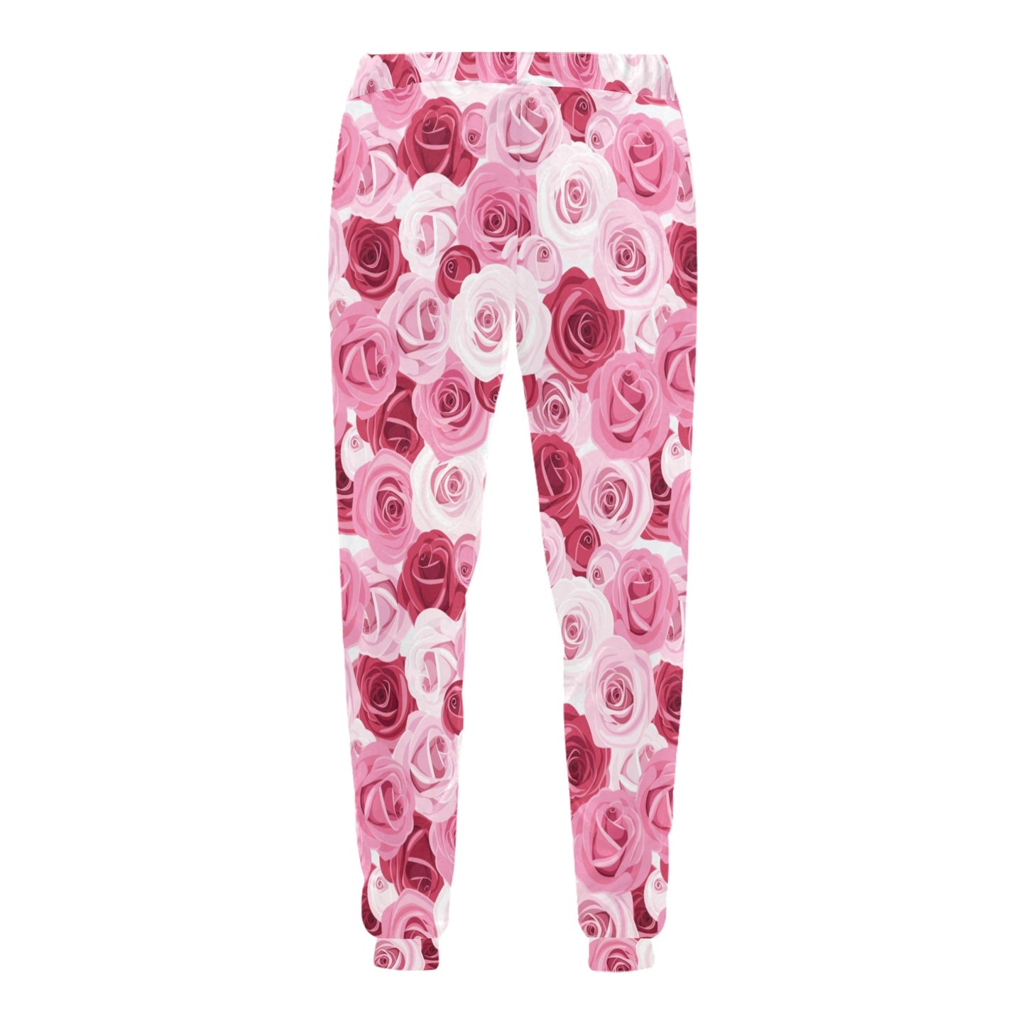 Pink Red Rose Pattern Print Men's Sweatpants