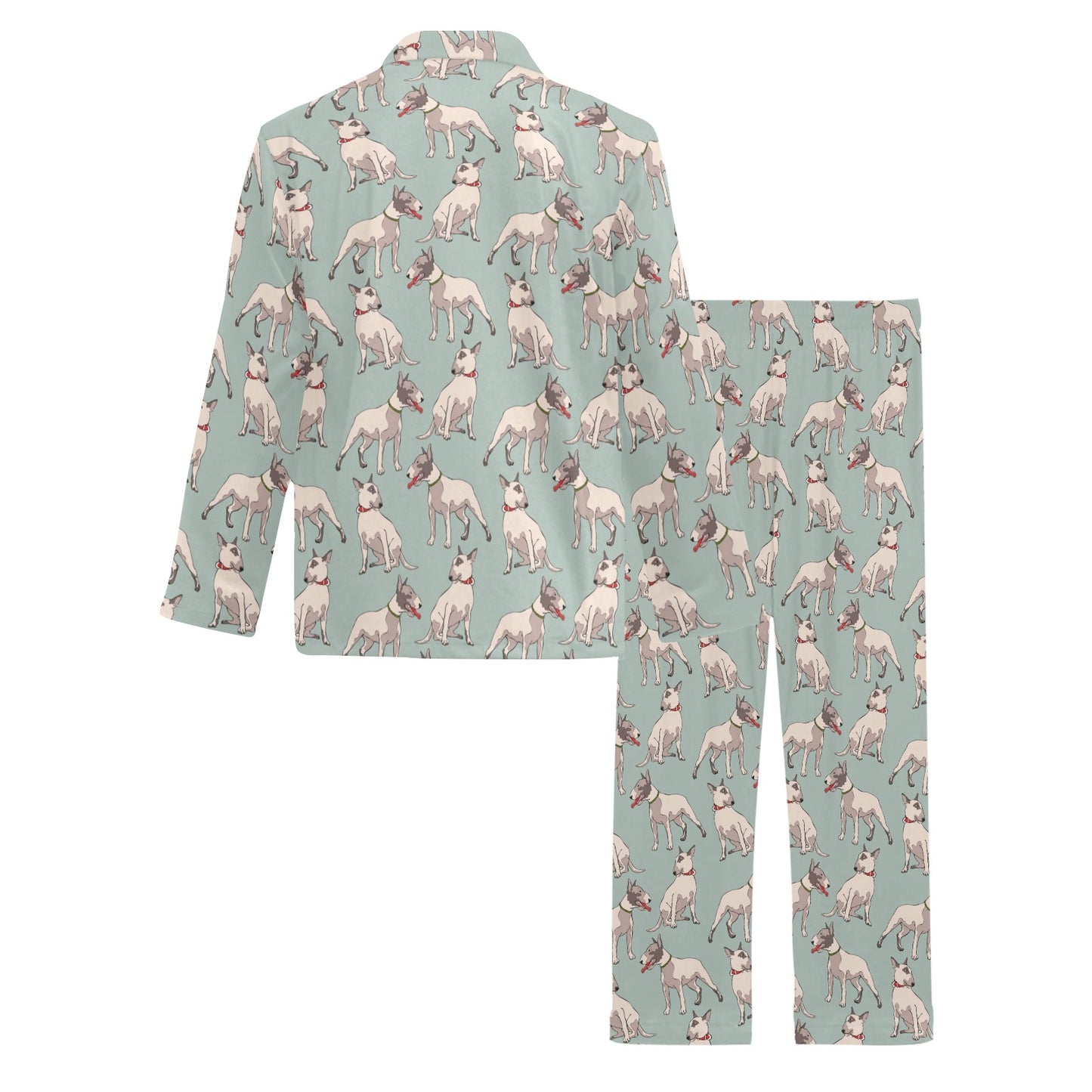 Bull Terrier Cute Print Pattern Men's Long Pajama Set