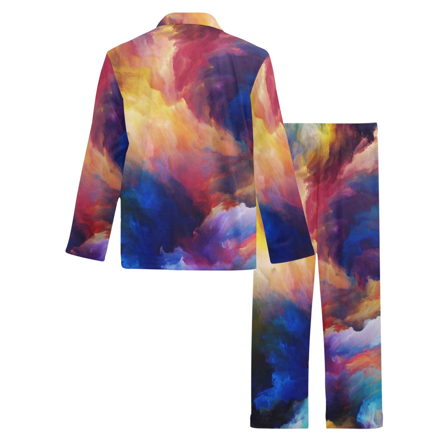 Vortex Twist Swirl Water Color Design Men's Long Pajama Set