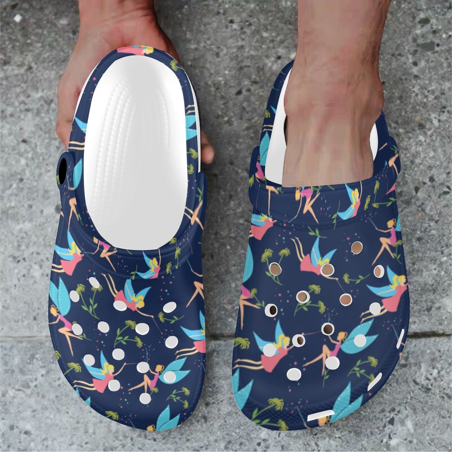 Fairy with flower Print Pattern Unisex Clogs Shoes