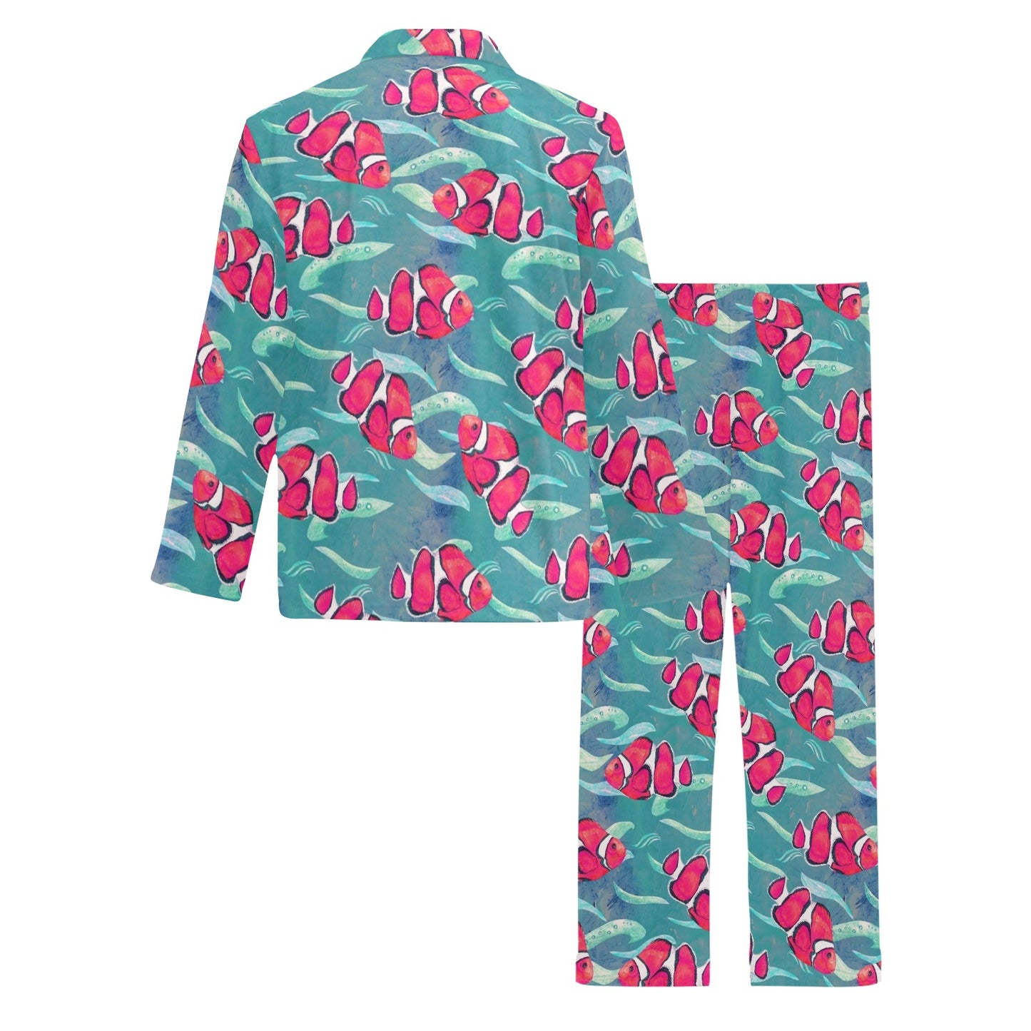 Clownfish Pattern Print Design 02 Men's Long Pajama Set