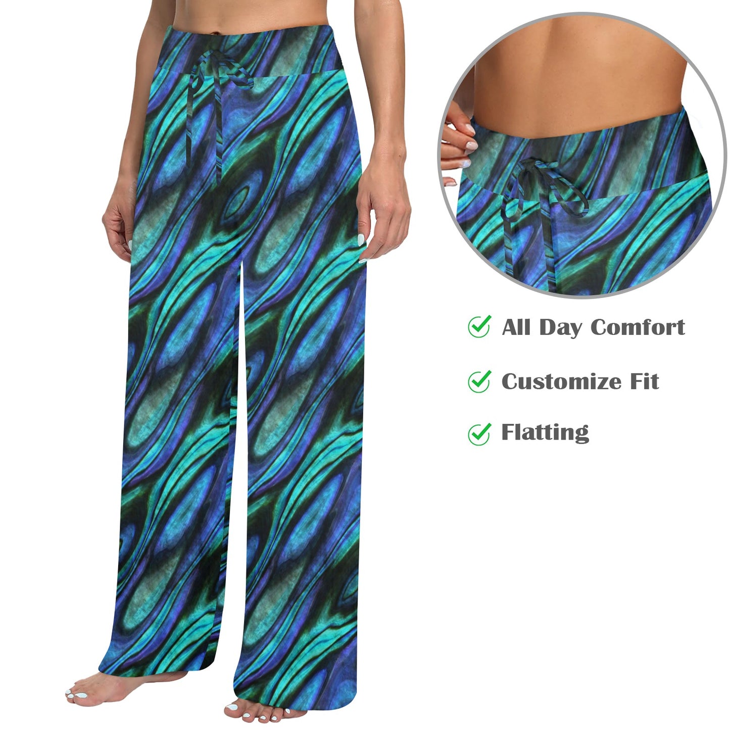 Abalone Pattern Print Design 03 Women's Wide Leg Lounge Pants
