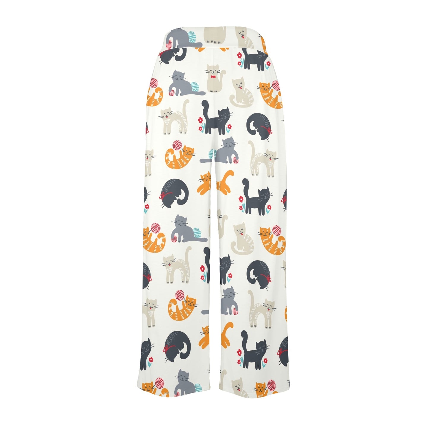 Kitten Design Print Pattern JJ0358 Women's Wide Leg Lounge Pants