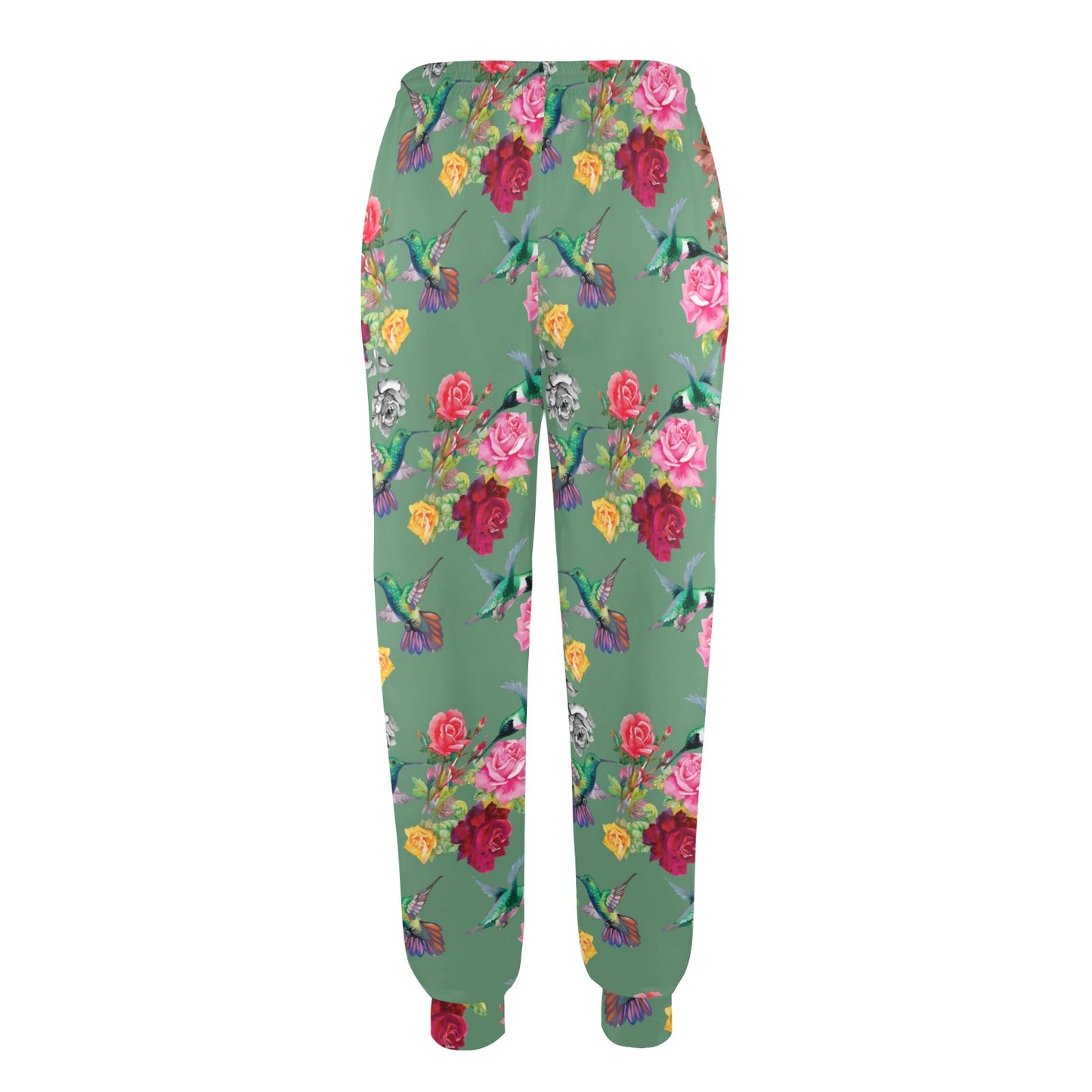 Hummingbird with Rose Themed Print Women's Casual Track Pants