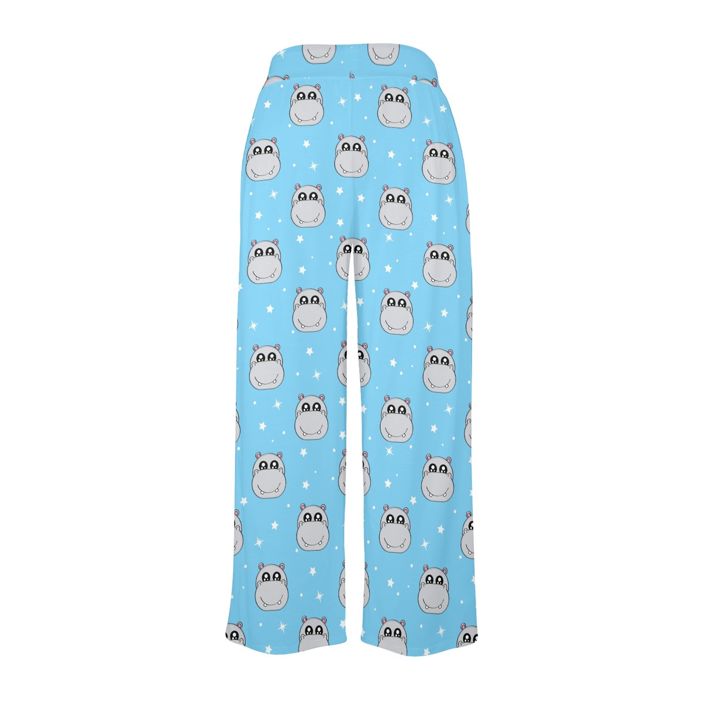 Hippo Design Print Pattern JJ0347 Women's Wide Leg Lounge Pants