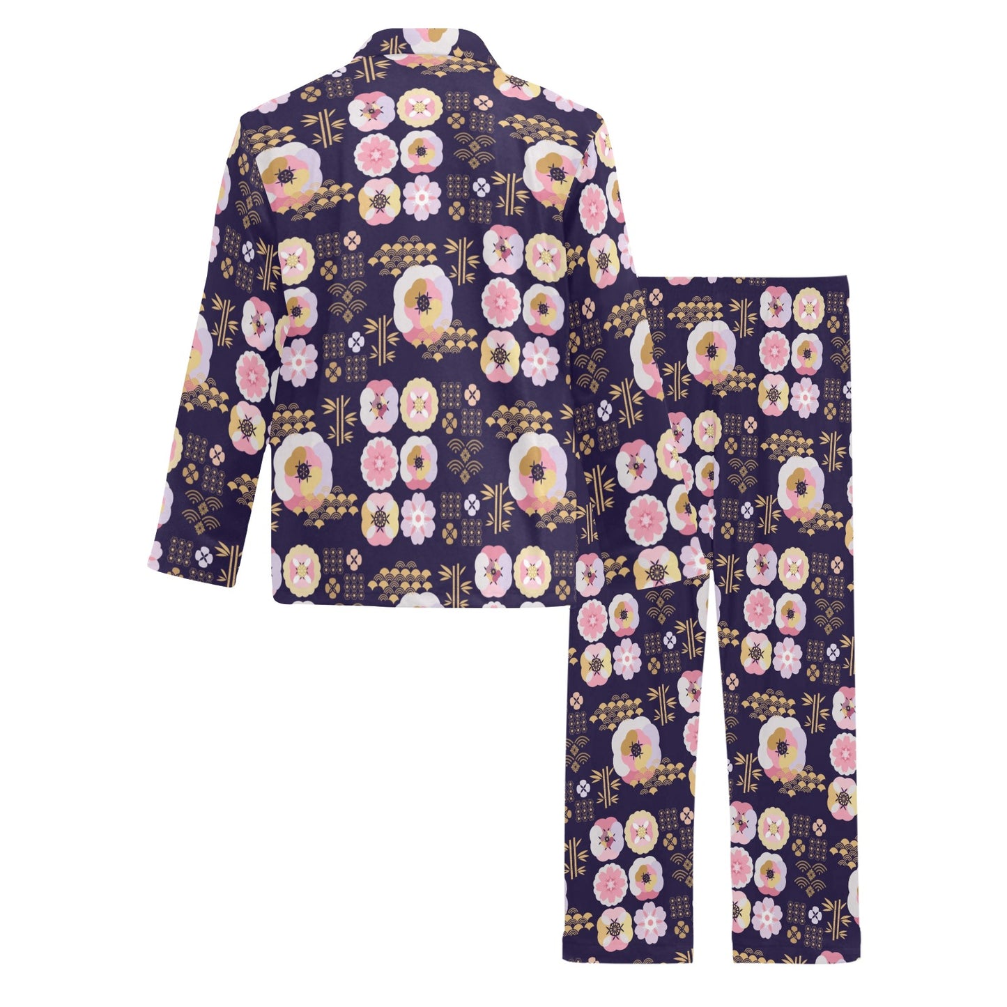 Sakura Japan Style Print Design LKS302 Men's Long Pajama Set