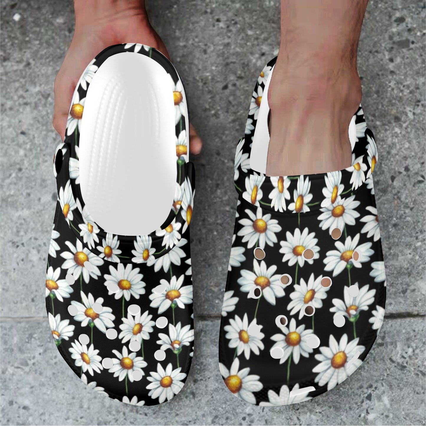 Daisy Print Pattern Unisex Clogs Shoes