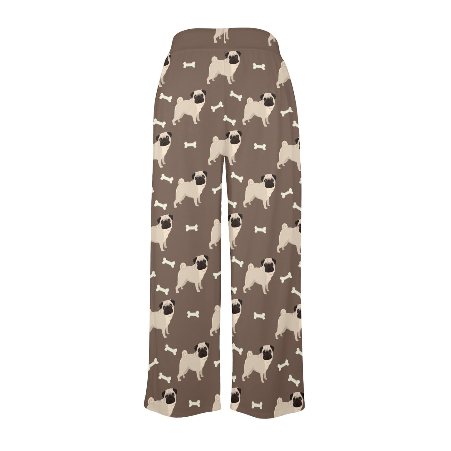 Pug Pattern Print Design A02 Women's Wide Leg Lounge Pants