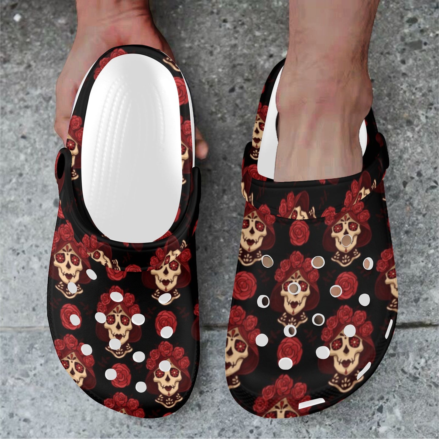 Day of the Dead Skull Girl Pattern Unisex Clogs Shoes
