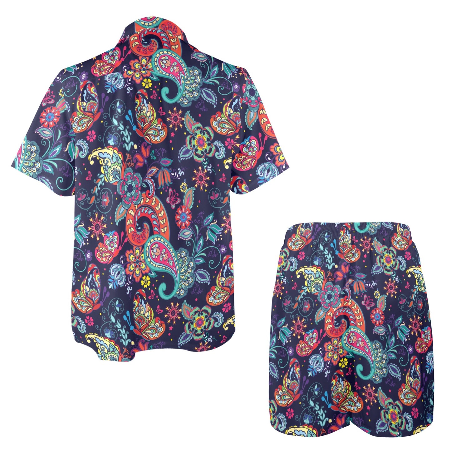 Paisley Boho Pattern Print Design A06 Men's Beach Shirt and Shorts Set