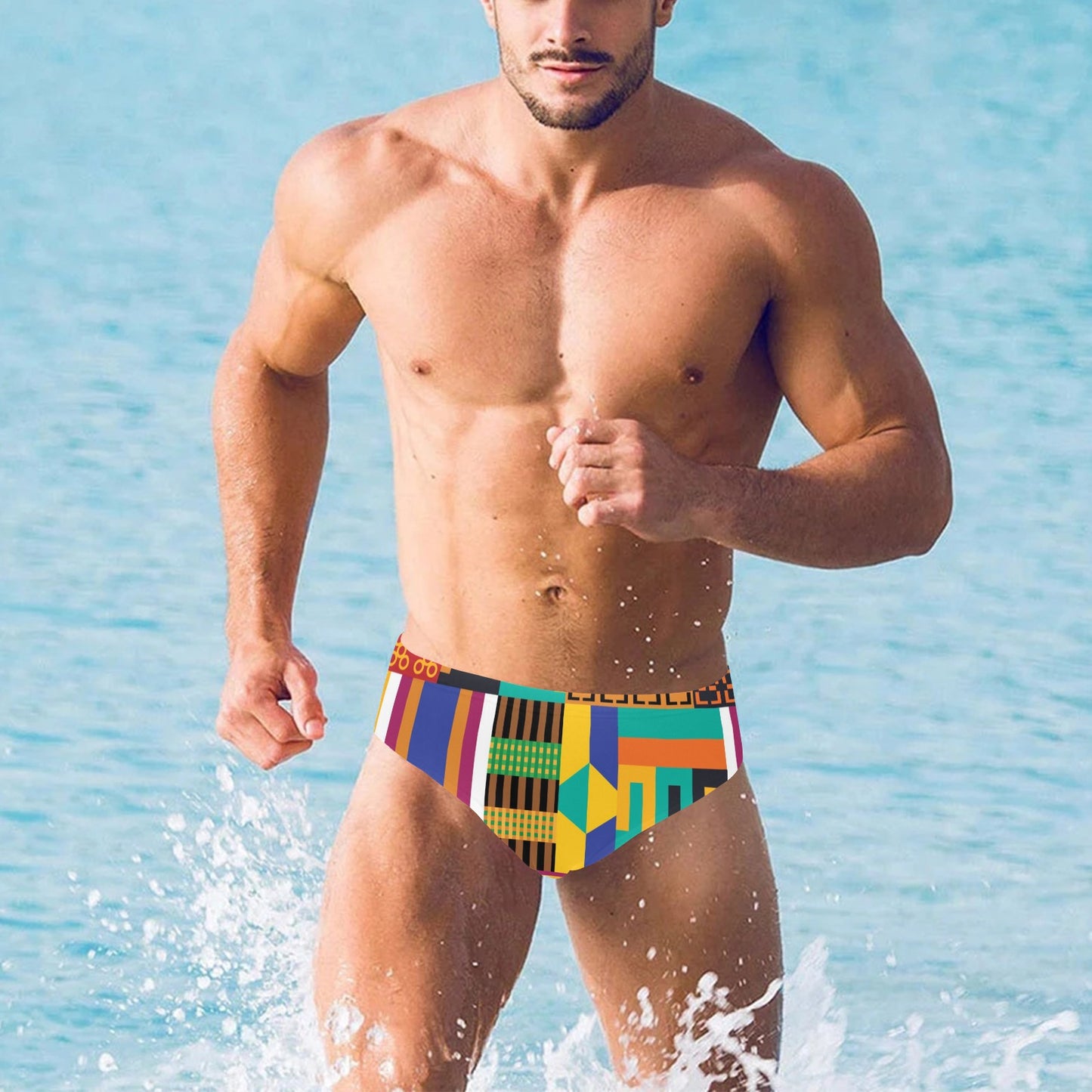 Kente Pattern Print Design 03 Men's Swimming Briefs