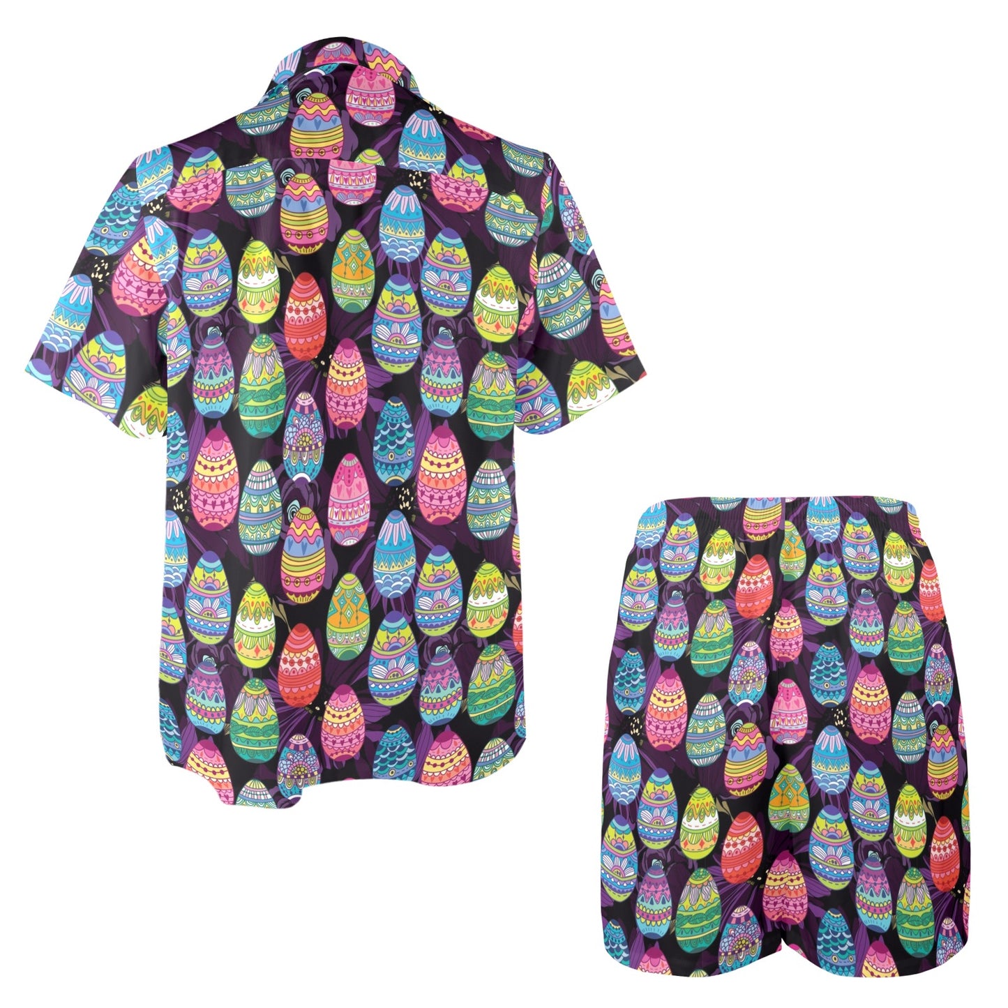 Easter Eggs Pattern Print Design RB08 Men's Beach Shirt and Shorts Set