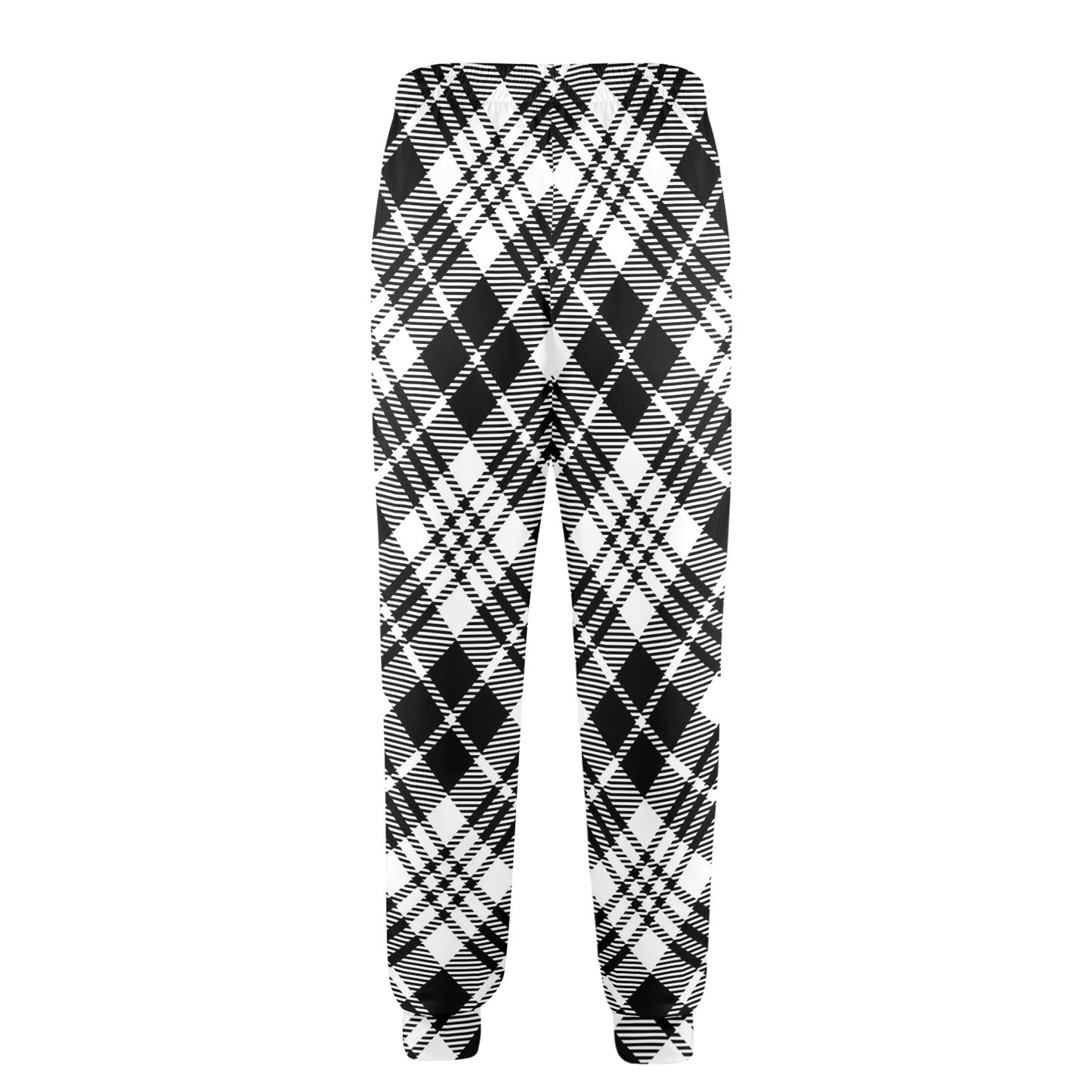 Plaid Black White Pattern Print Design A02 Men's Casual Track Pants