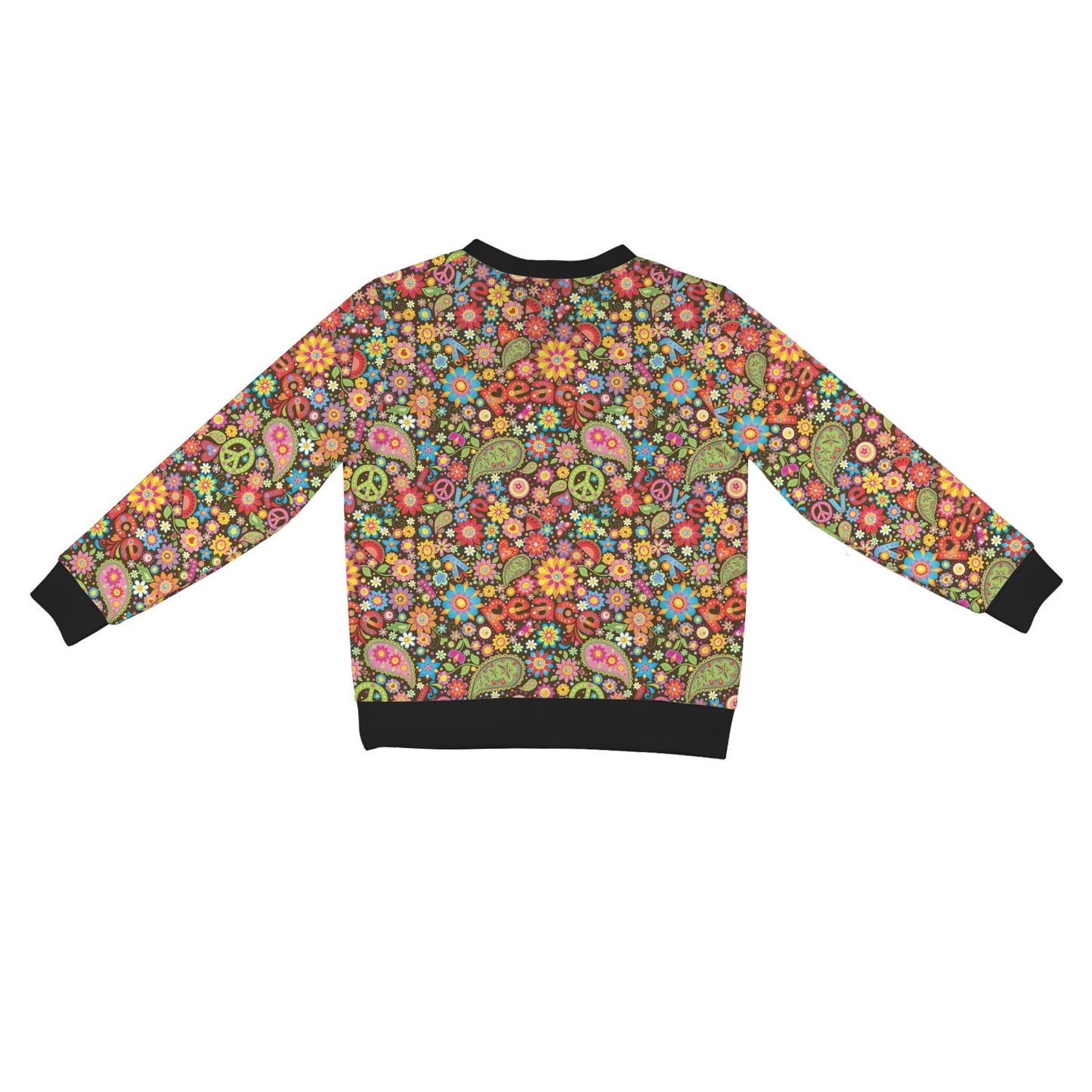 Flower Power Peace Paisley Themed Print Women's Cardigan