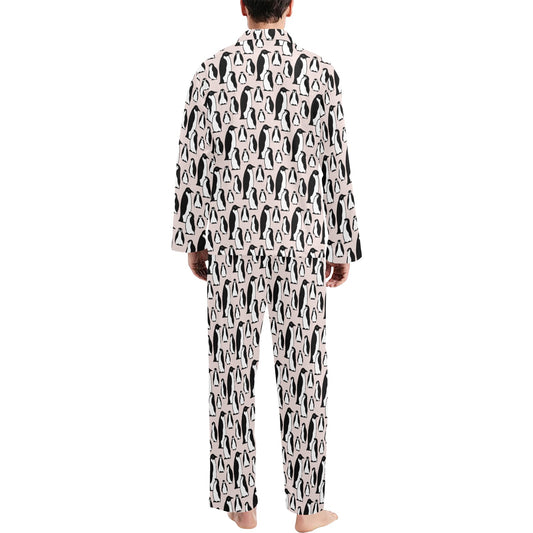 Penguin Themed Men's Long Pajama Set