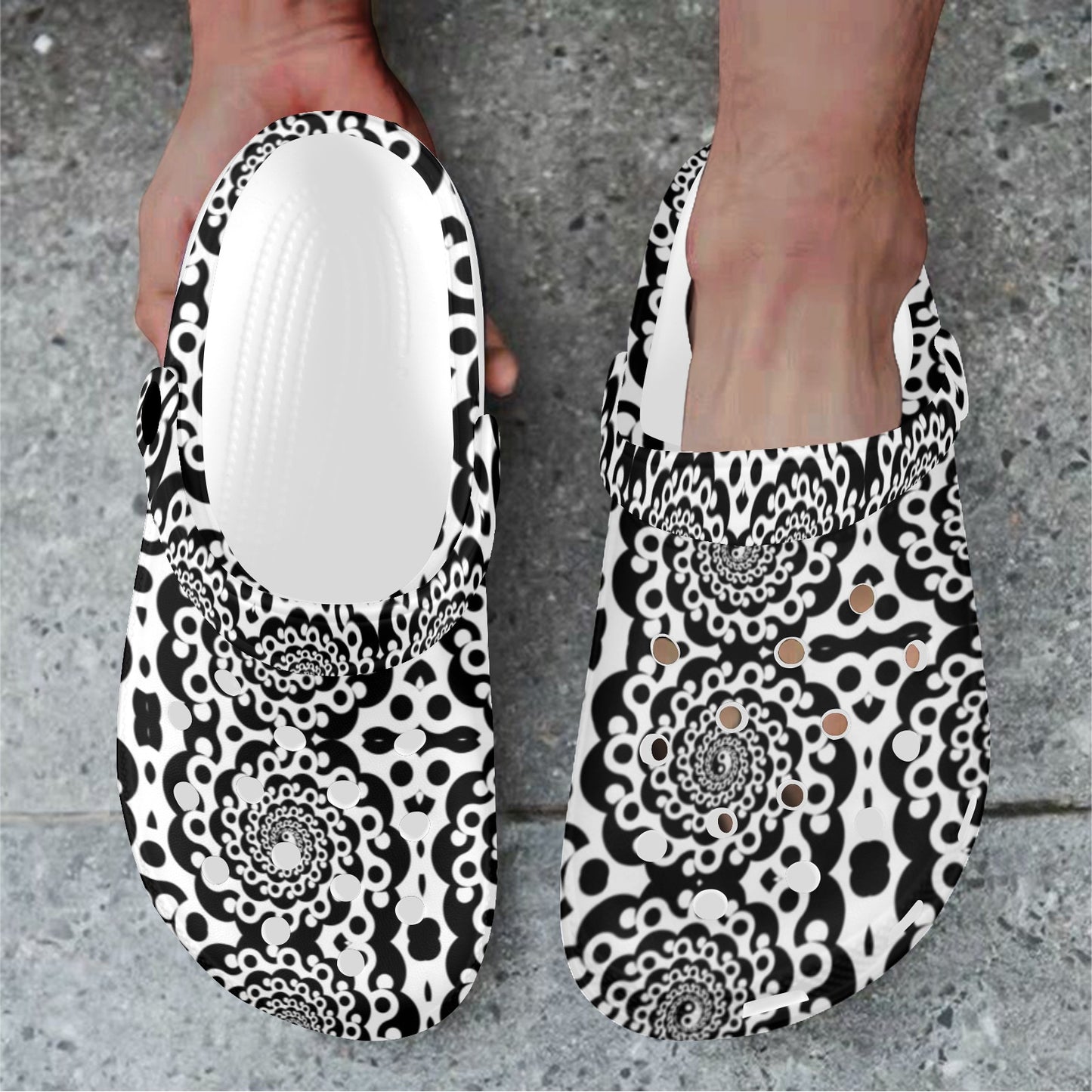 Yin Yang Spiral Design Print Unisex Clogs Shoes