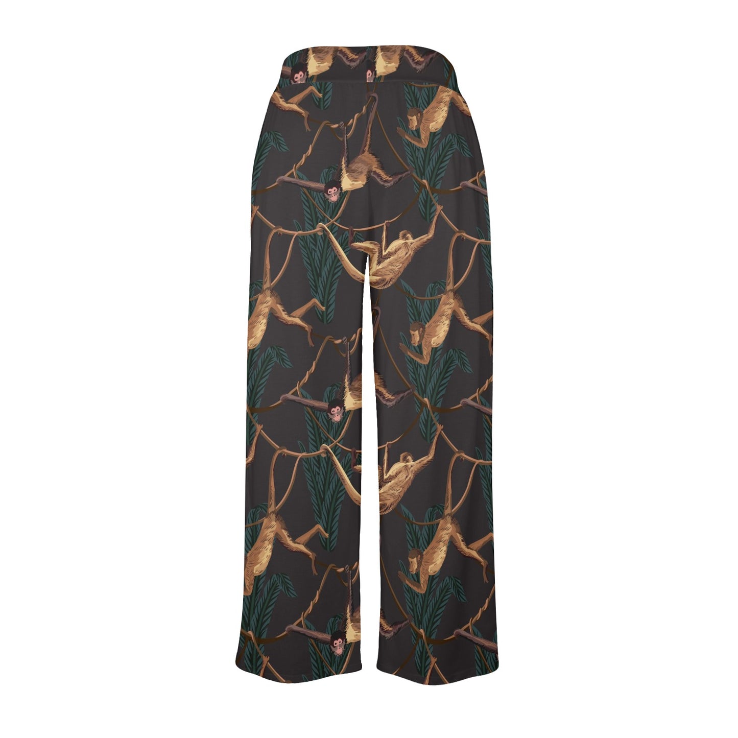 Monkey Pattern Print Design 02 Women's Wide Leg Lounge Pants