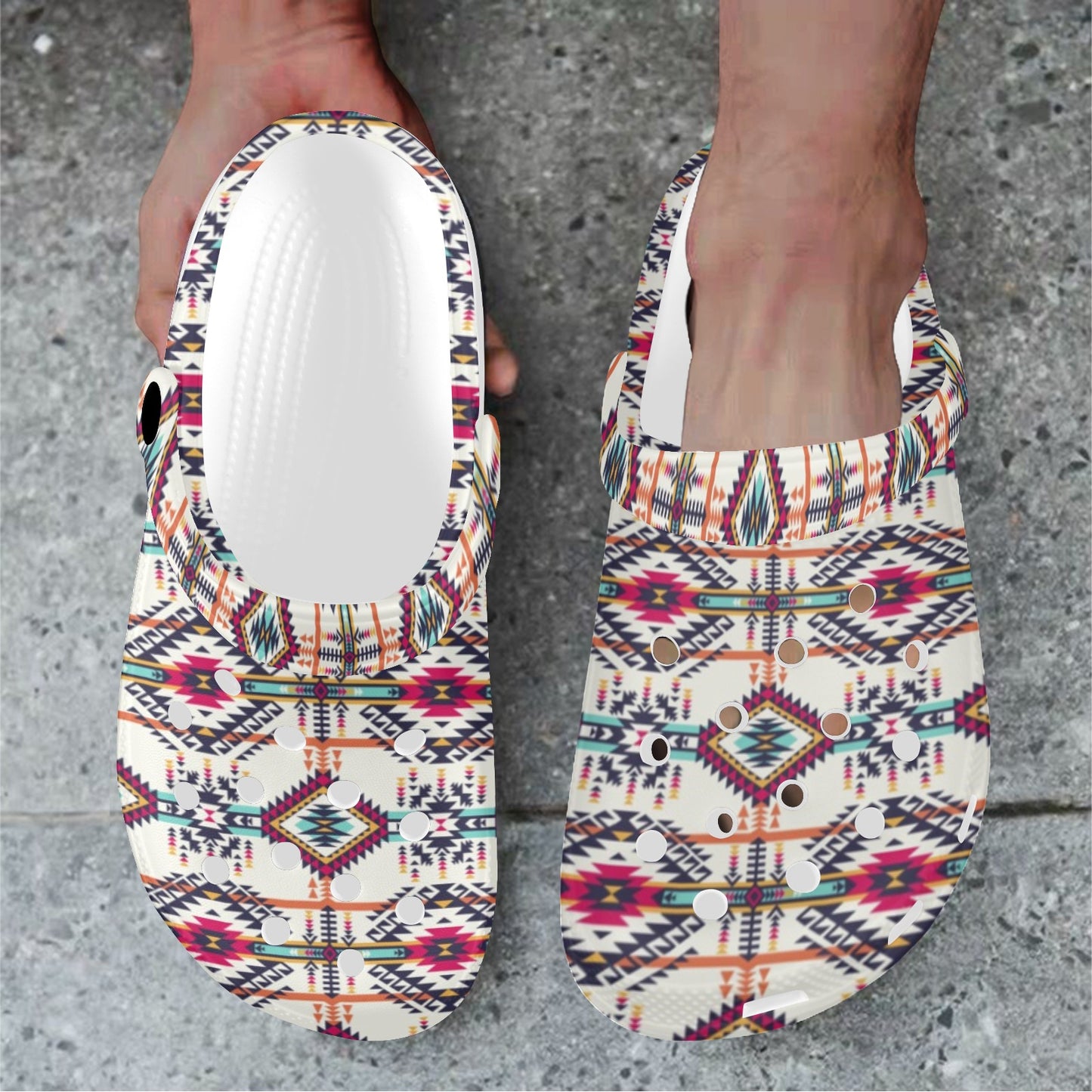 Indian Navajo Art Themed Design Print Unisex Clogs Shoes