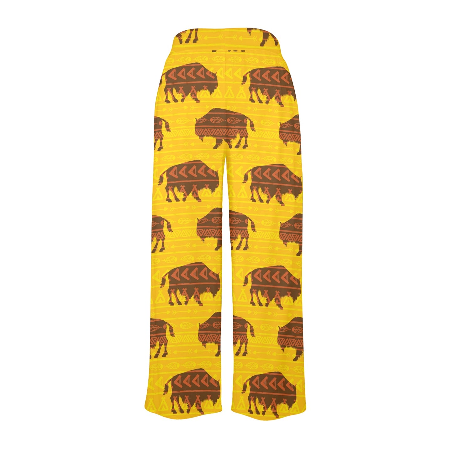Bison Native Pattern Print Design 01 Women's Wide Leg Lounge Pants