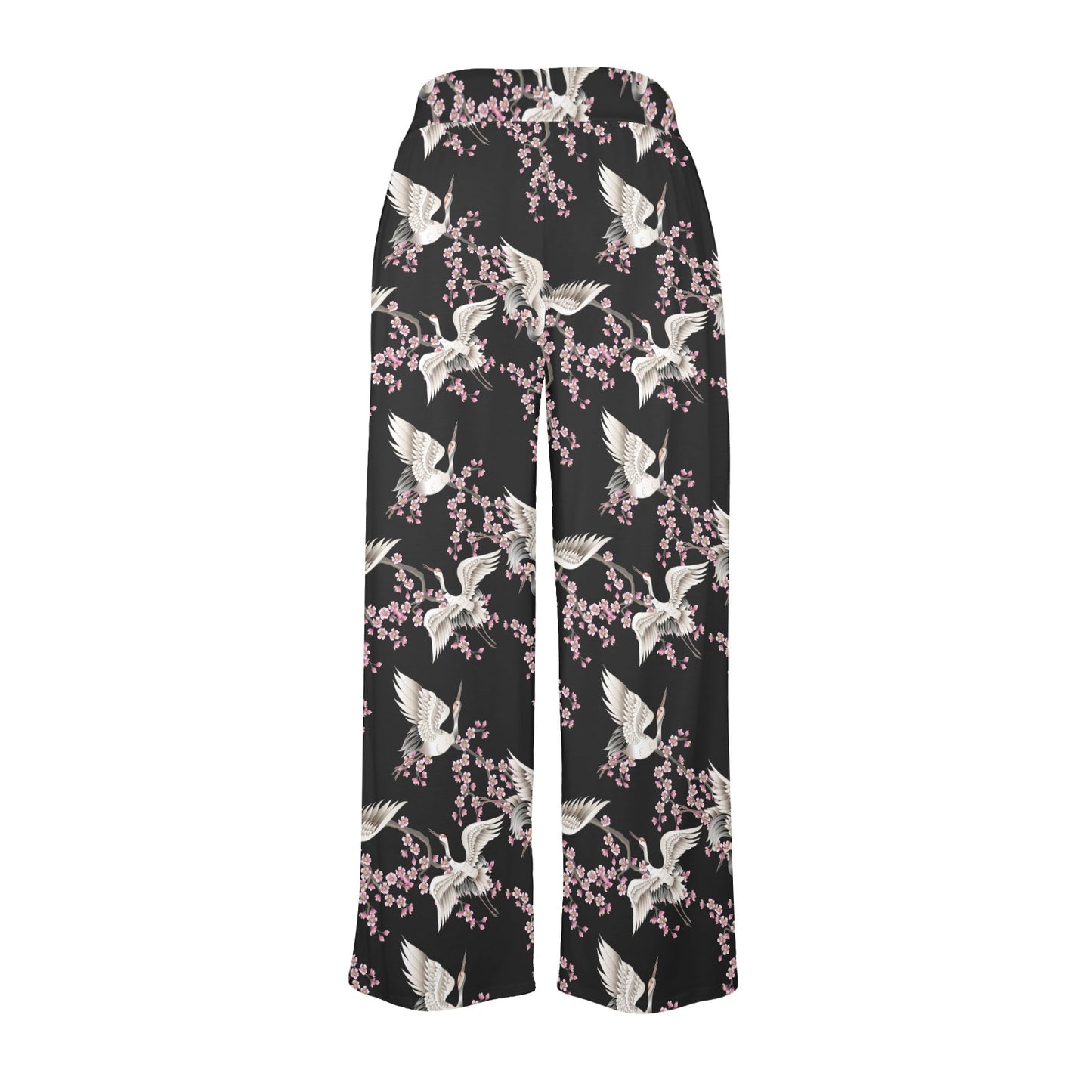 Crane Pattern Print Design 01 Women's Wide Leg Lounge Pants