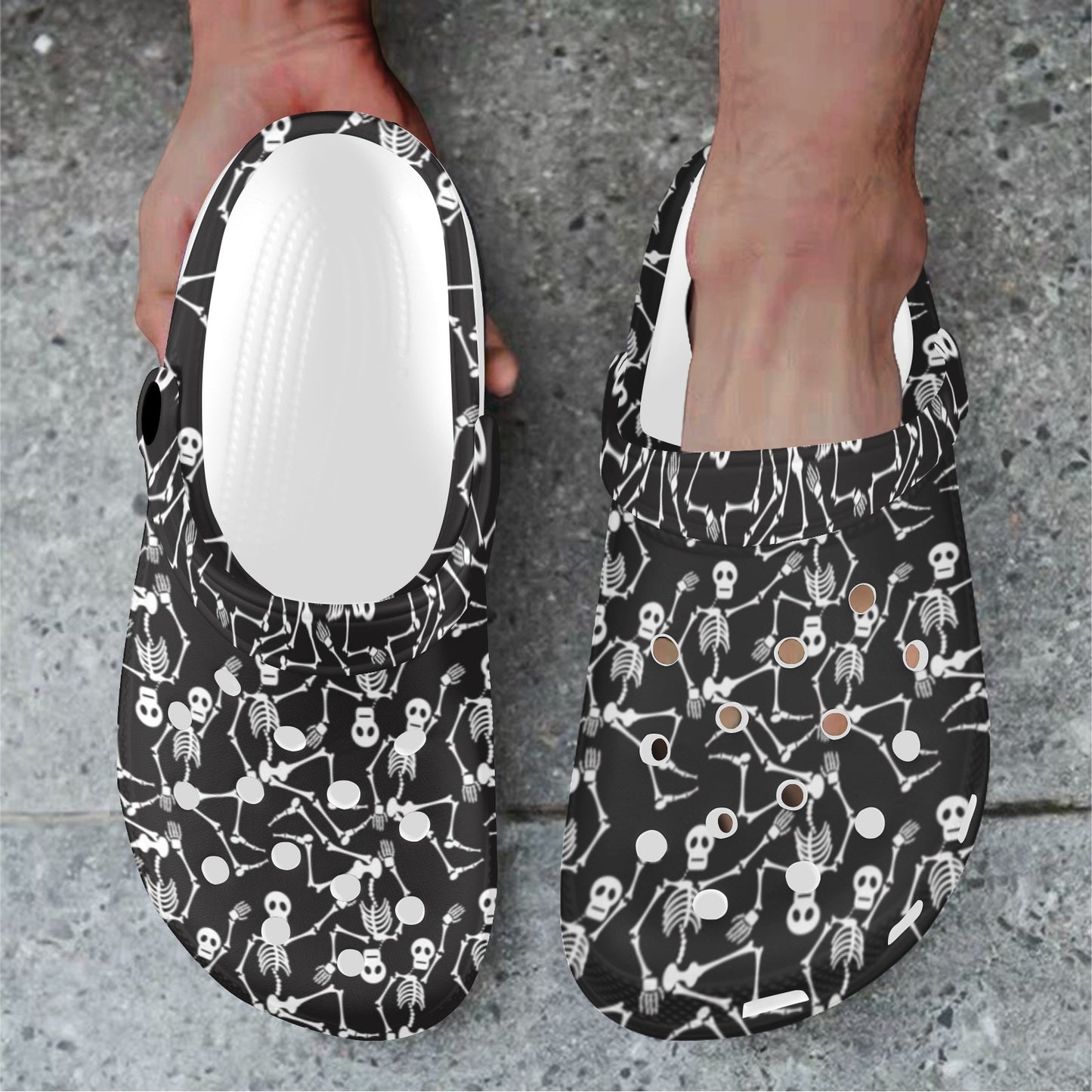 Skeleton Themed Print Unisex Clogs Shoes