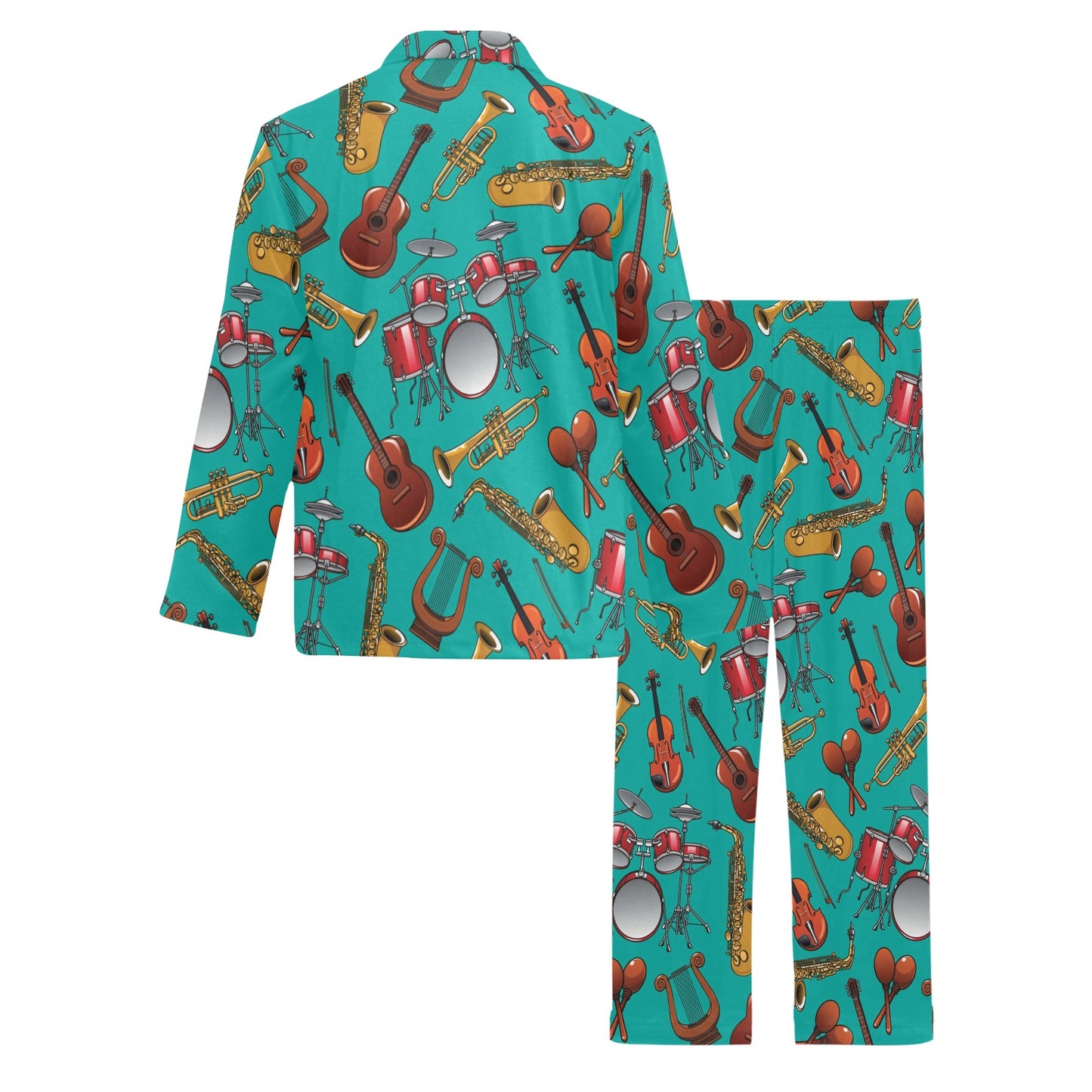Drum Set Pattern Print Design 01 Men's Long Pajama Set