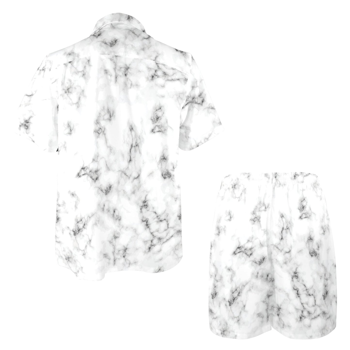 Marble Pattern Print Design 01 Men's Beach Shirt and Shorts Set