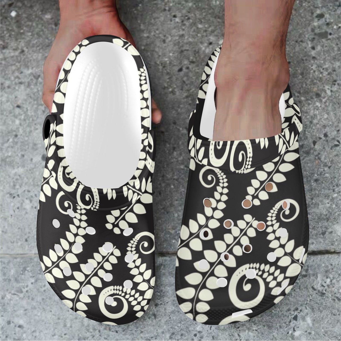 Fern Leave Print Pattern Unisex Clogs Shoes