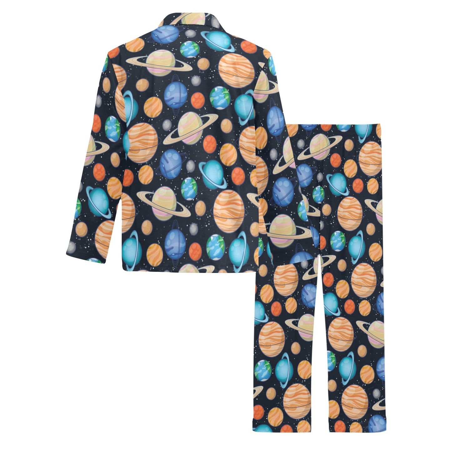 Planet Colorful Print Design LKS301 Men's Long Pajama Set